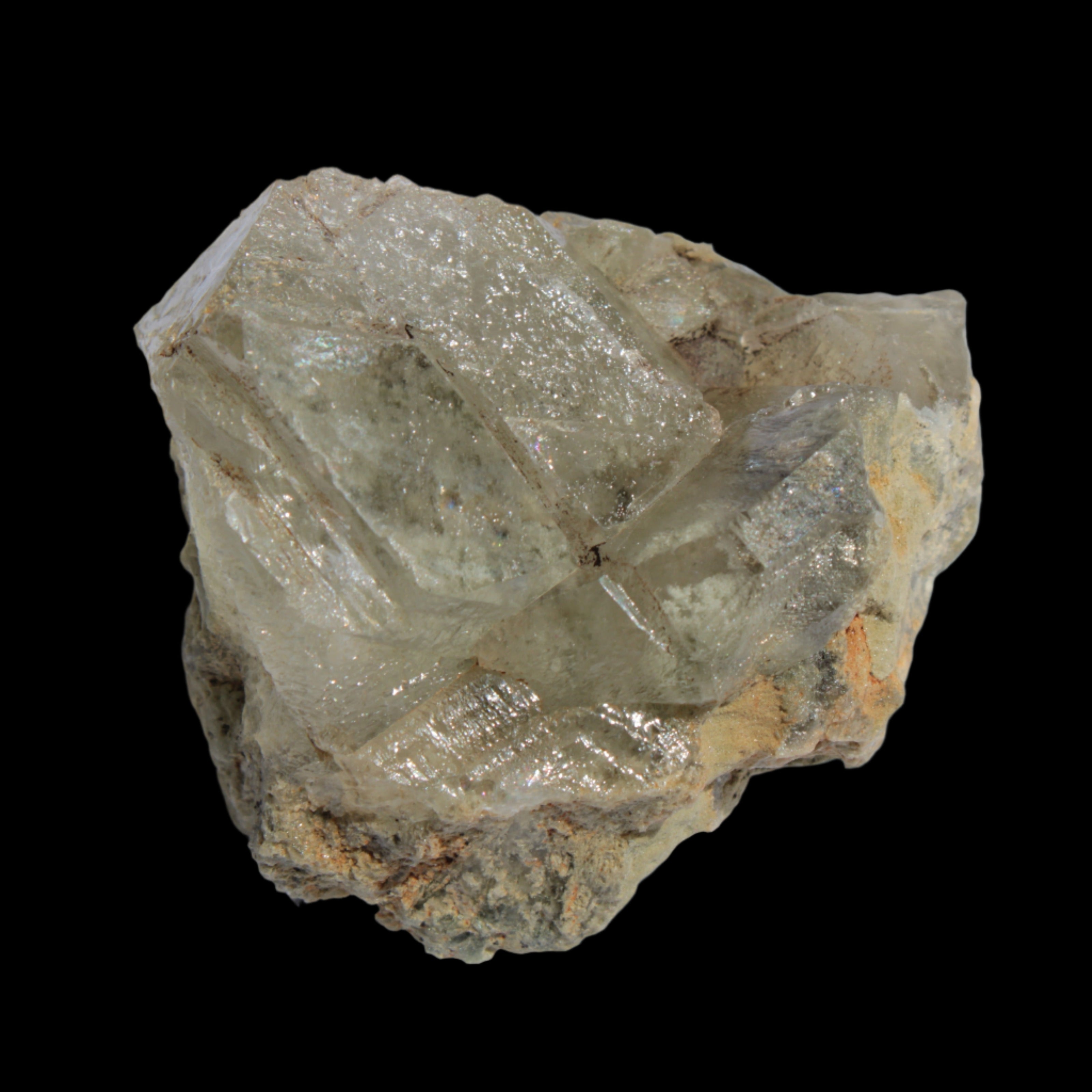 Transparent Quartz cluster on matrix from Skardu, Pakistan 639ct 127g in sunlight - Rocks and Things Store