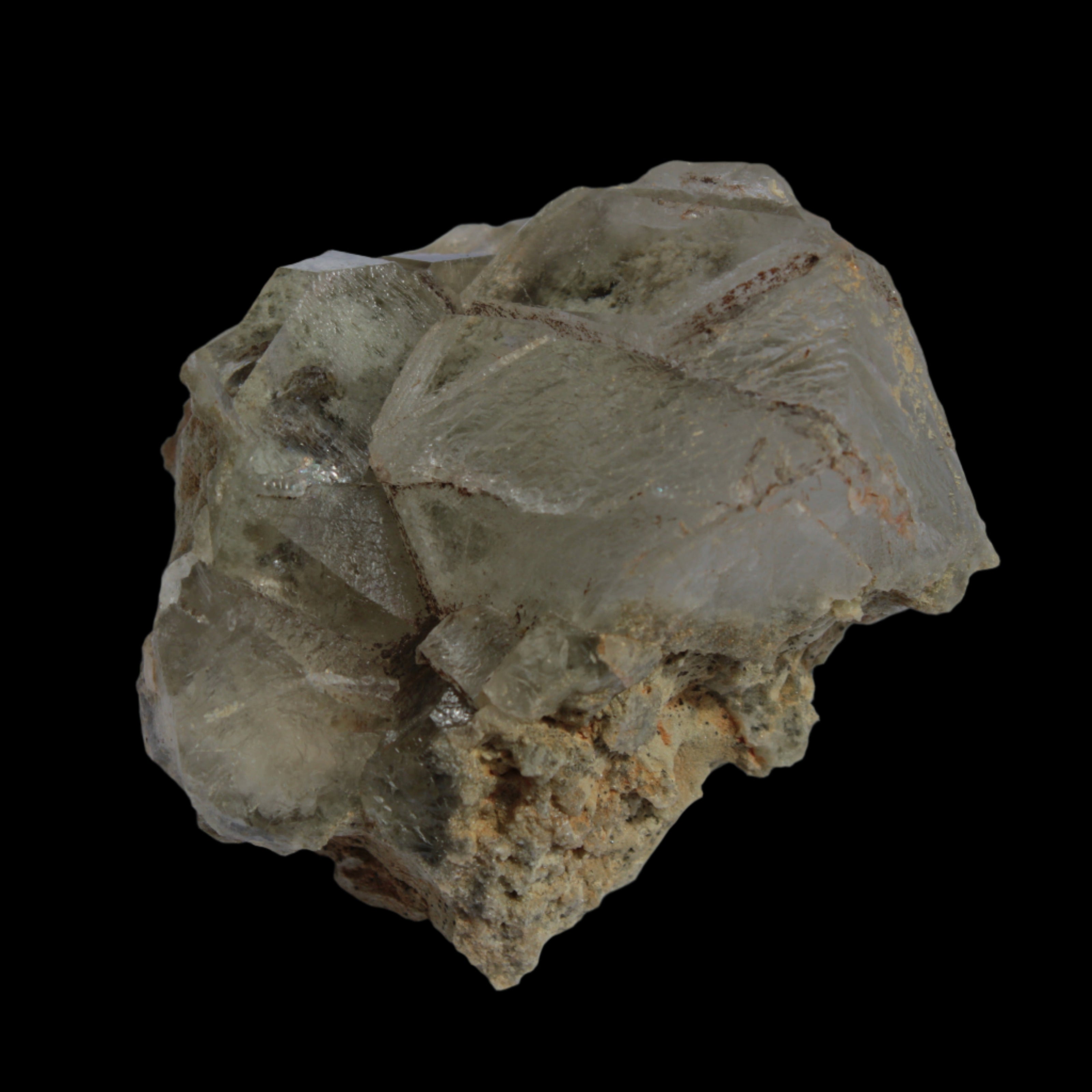 Transparent Quartz cluster on matrix from Skardu, Pakistan 639ct 127g in sunlight - Rocks and Things Store