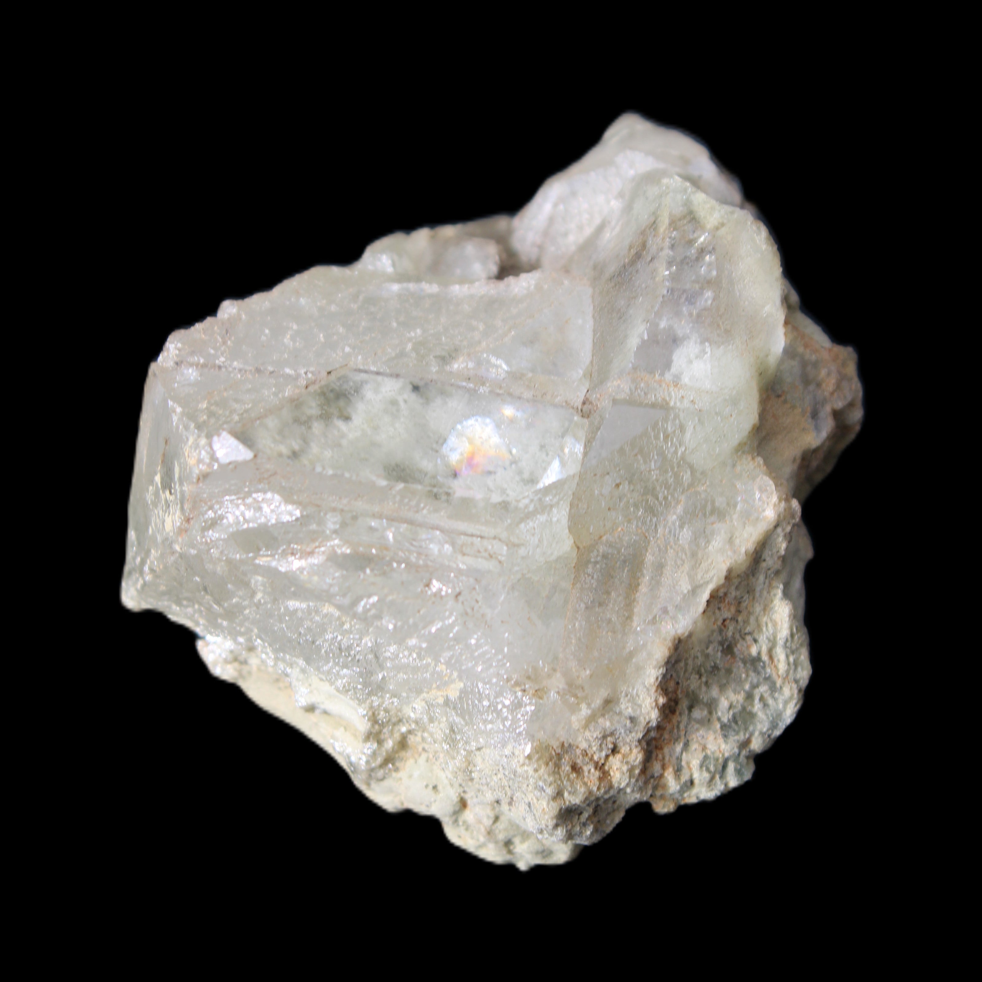 Transparent Quartz cluster on matrix from Skardu, Pakistan 639ct 127g in sunlight - Rocks and Things Store