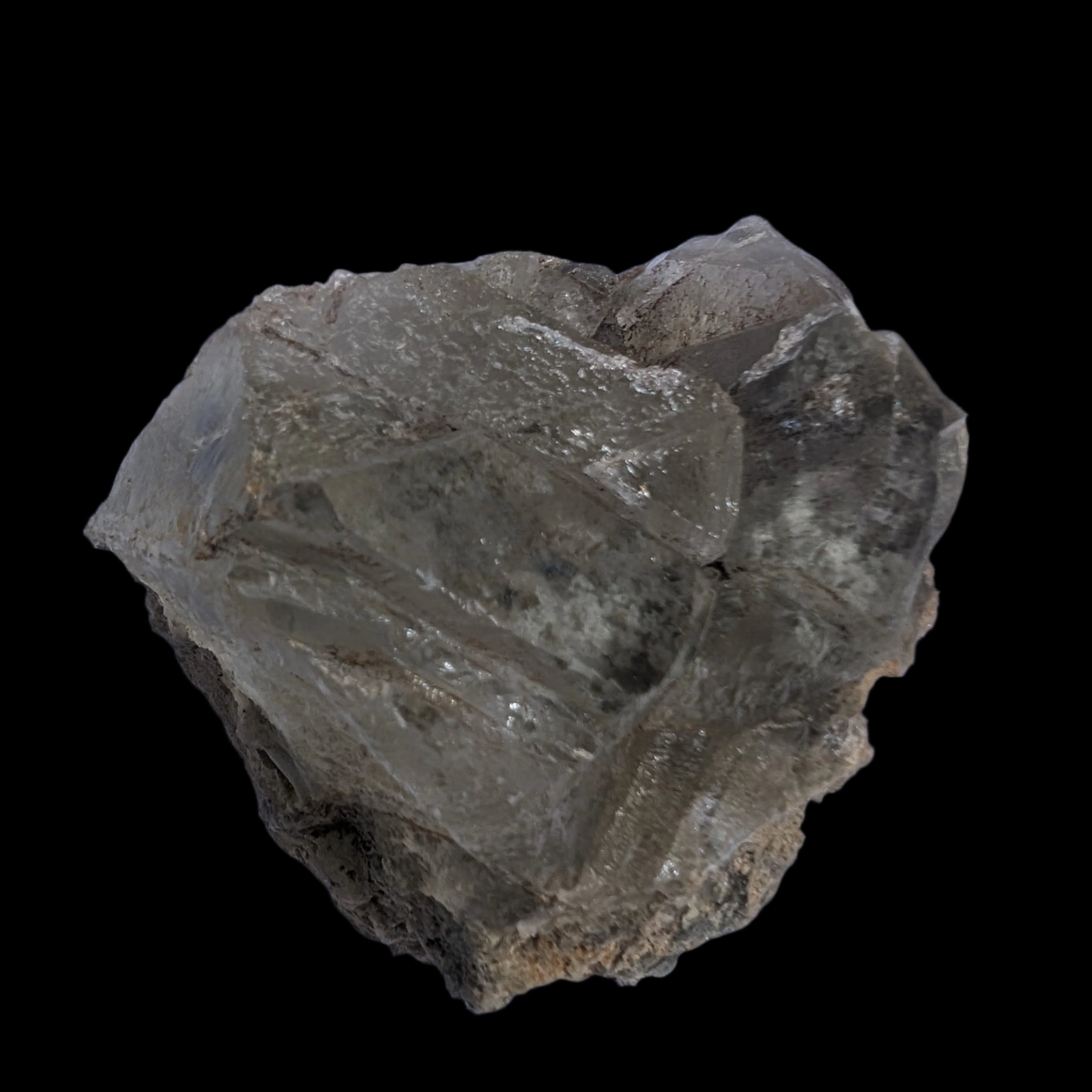 Transparent Quartz cluster on matrix from Skardu, Pakistan 639ct 127g in sunlight - Rocks and Things Store