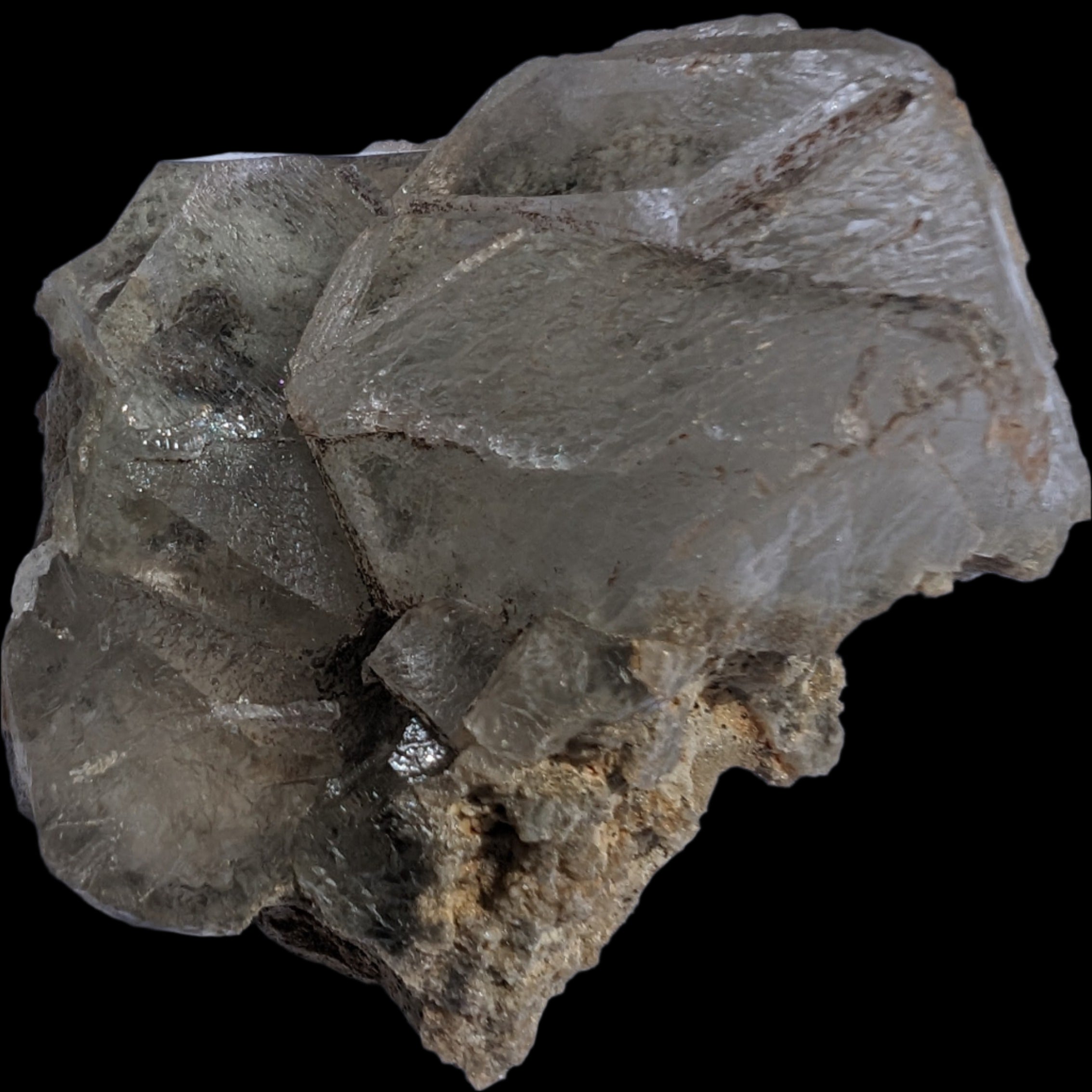 Transparent Quartz cluster on matrix from Skardu, Pakistan 639ct 127g in sunlight - Rocks and Things Store