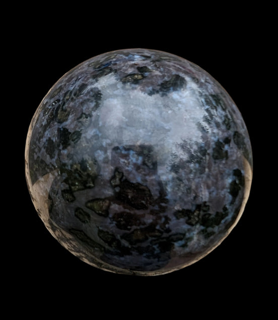 Indigo Gabbro sphere 253g in sunlight - Rocks and Things Store