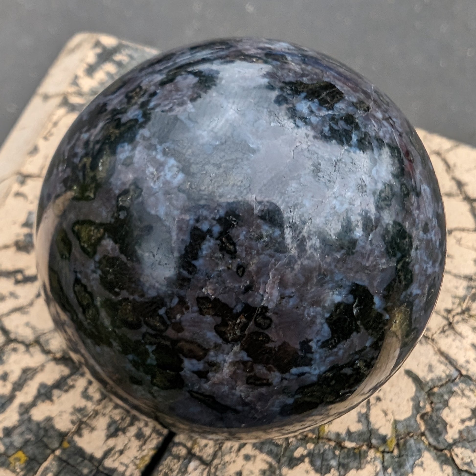 Indigo Gabbro sphere 253g Rocks and Things