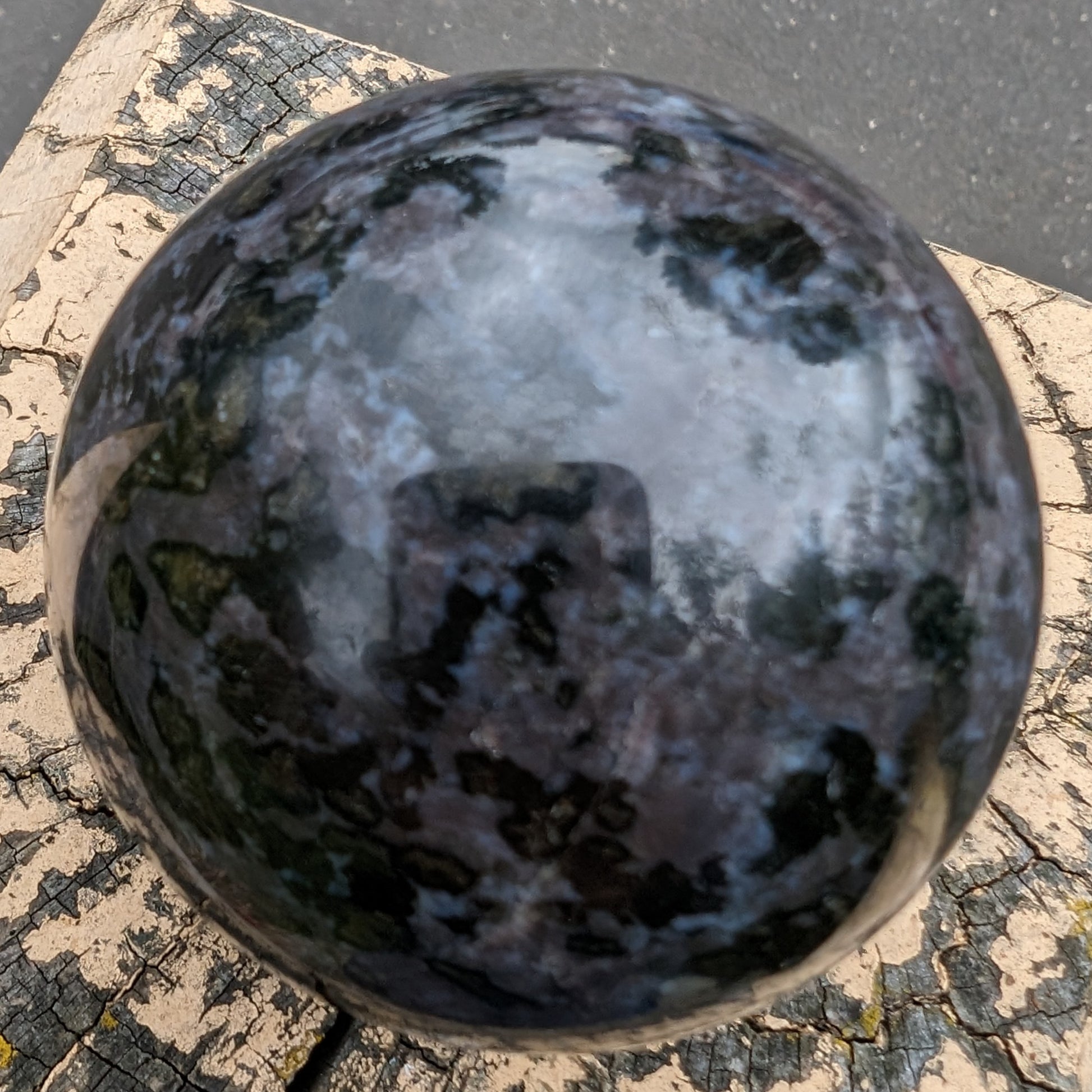 Indigo Gabbro sphere 253g Rocks and Things