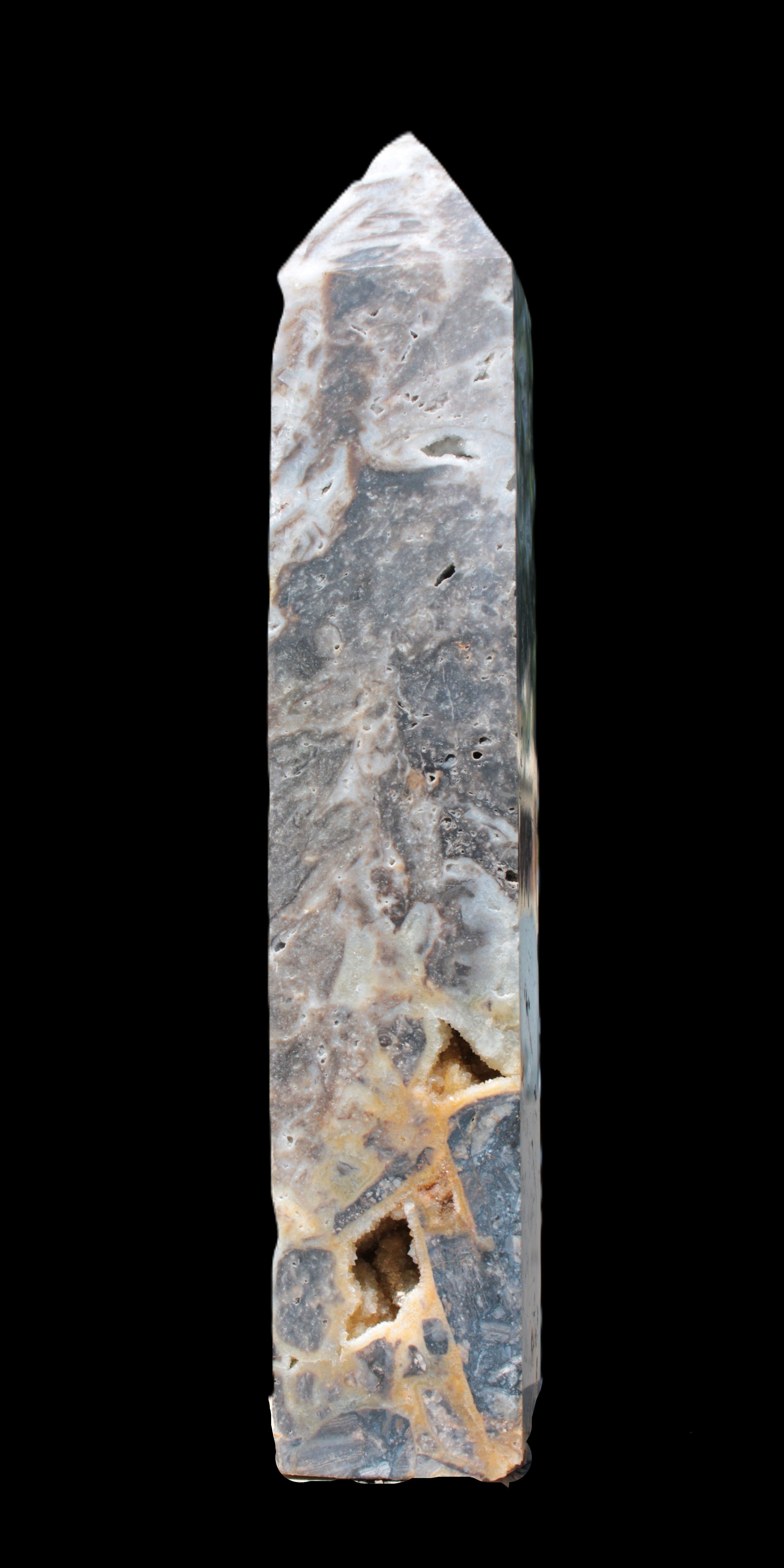 Sphalerite drusy geode obelisk 1960g