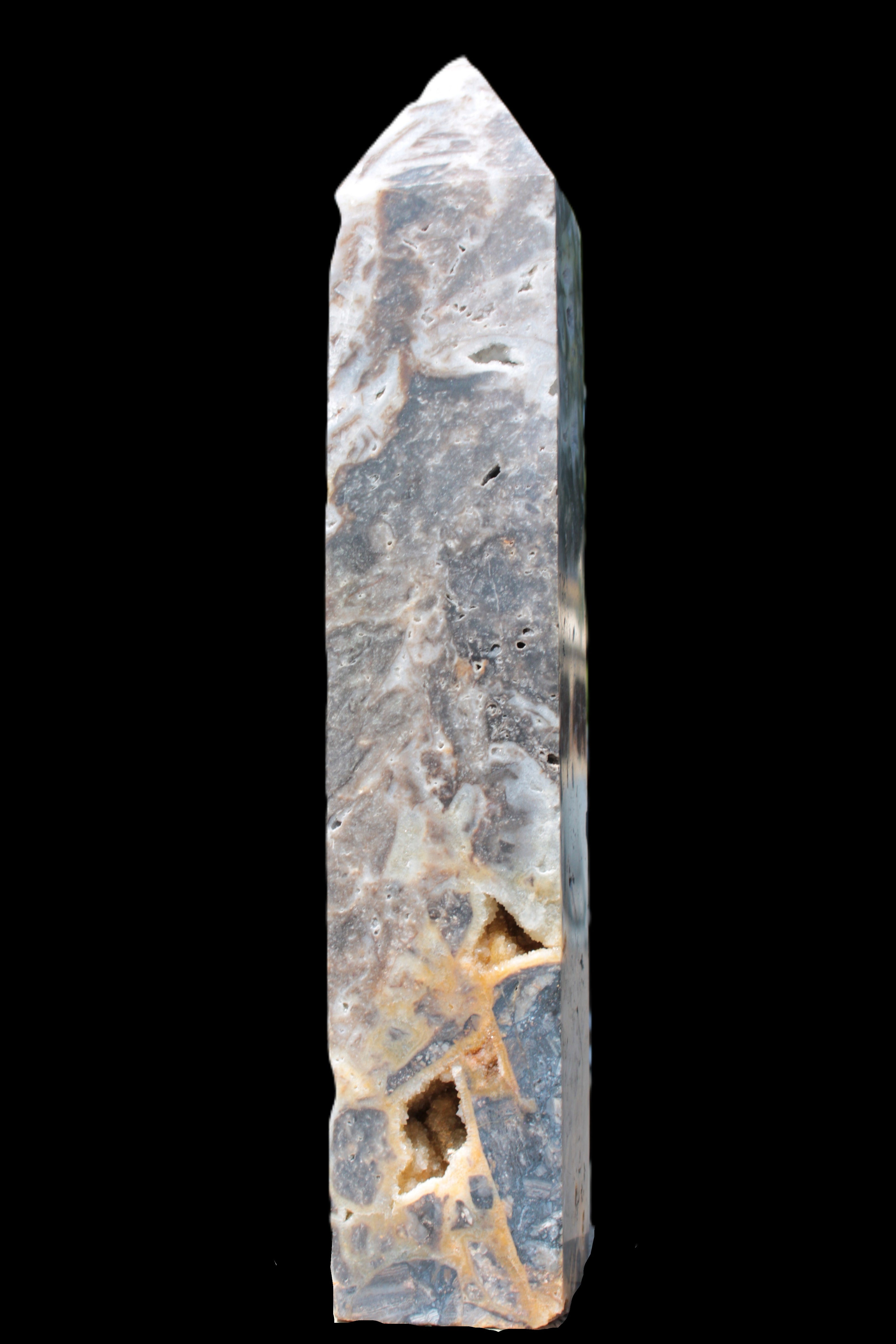 Sphalerite drusy geode obelisk 1960g