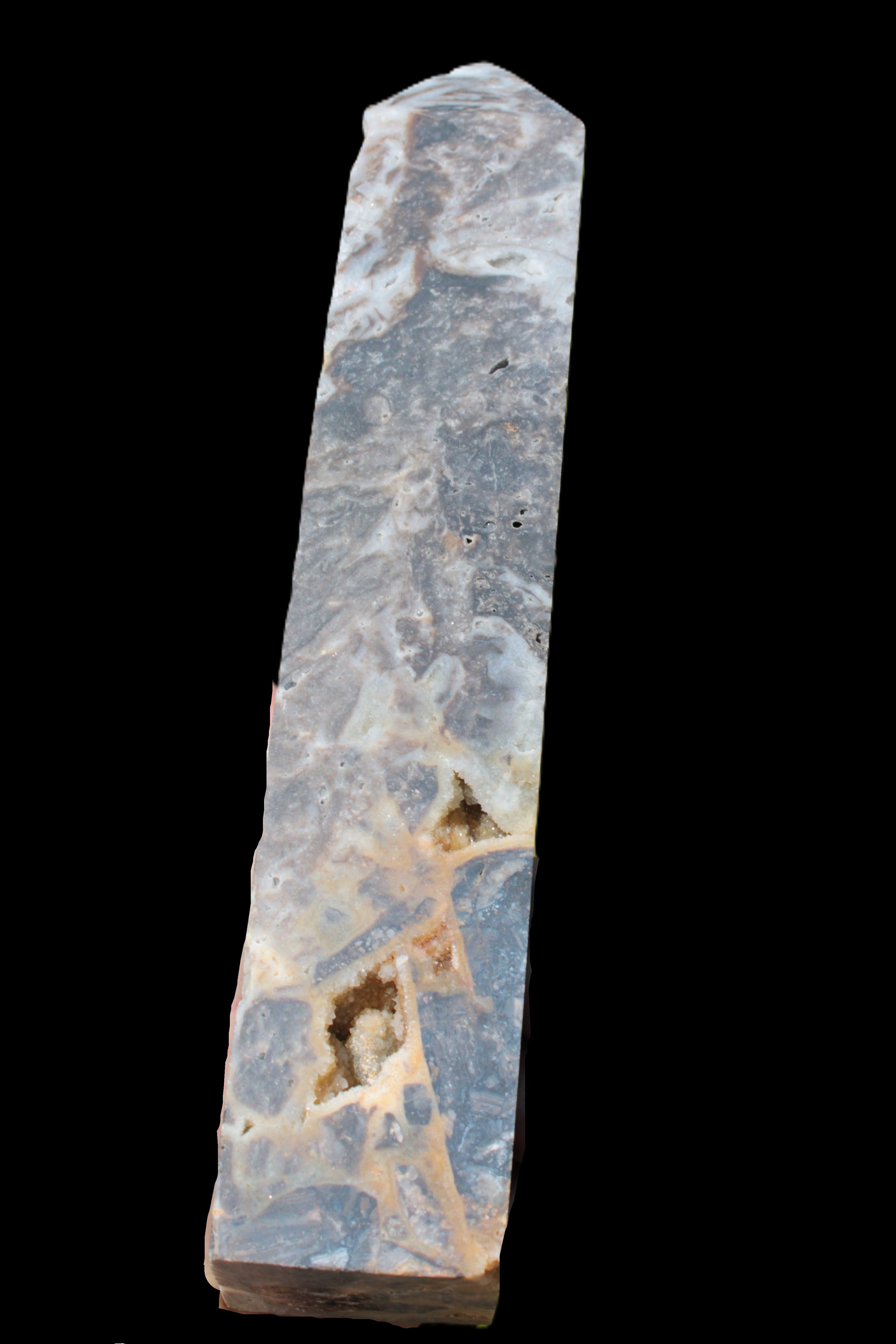 Sphalerite drusy geode obelisk 1960g