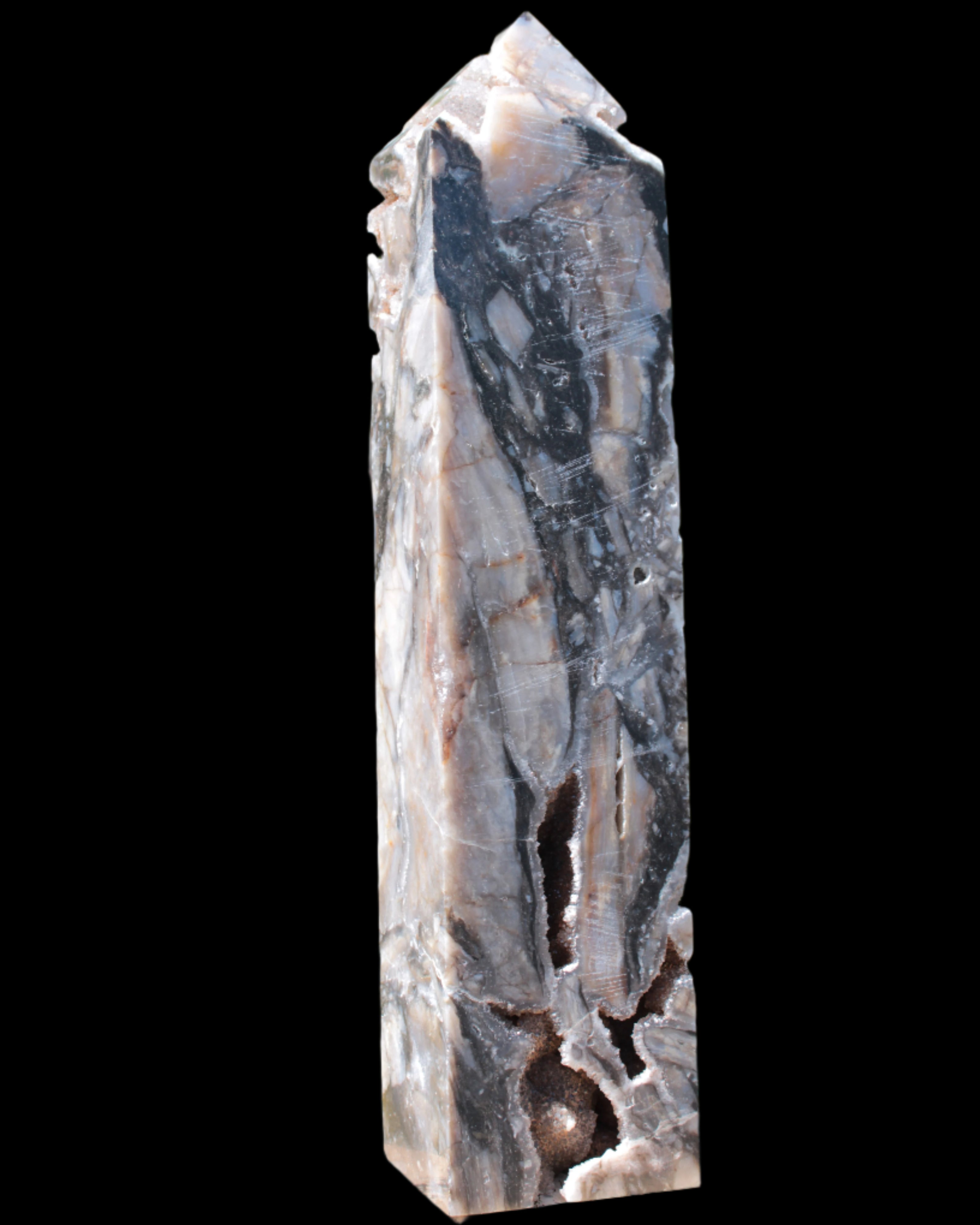 Sphalerite drusy geode obelisk 1490g in sunlight - Rocks and Things Store