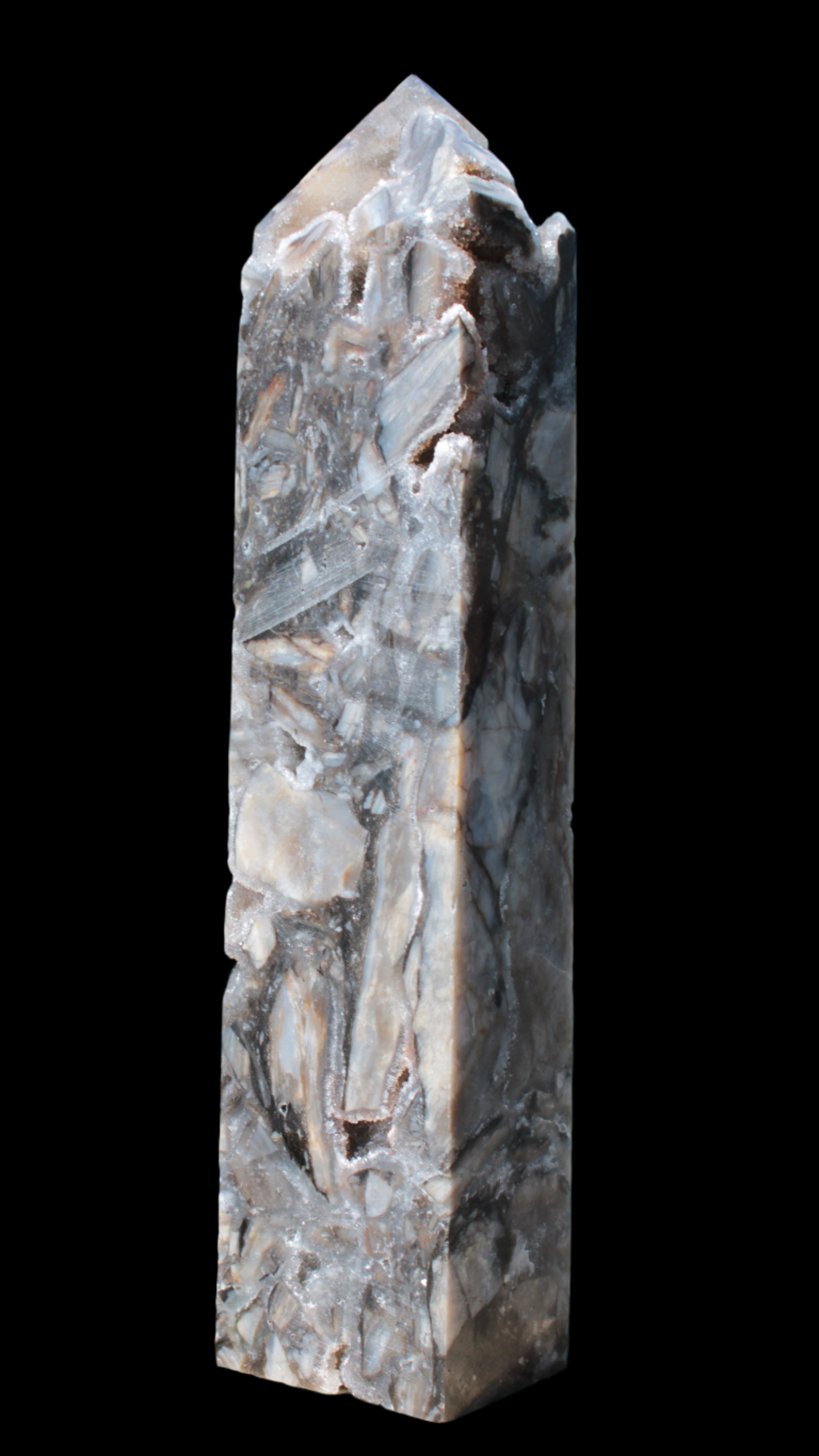 Sphalerite drusy geode obelisk 1490g in sunlight - Rocks and Things Store