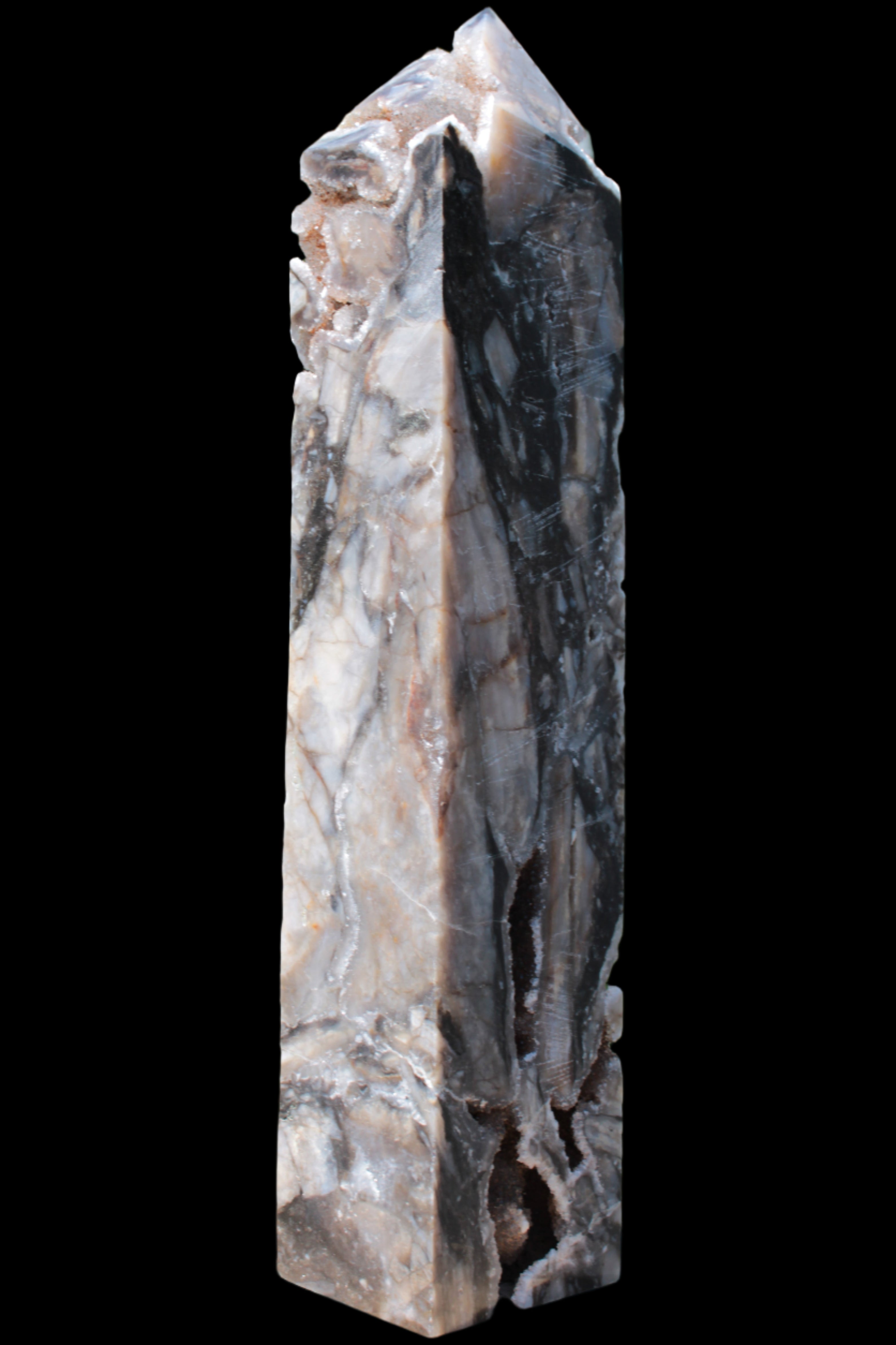 Sphalerite drusy geode obelisk 1490g in sunlight - Rocks and Things Store