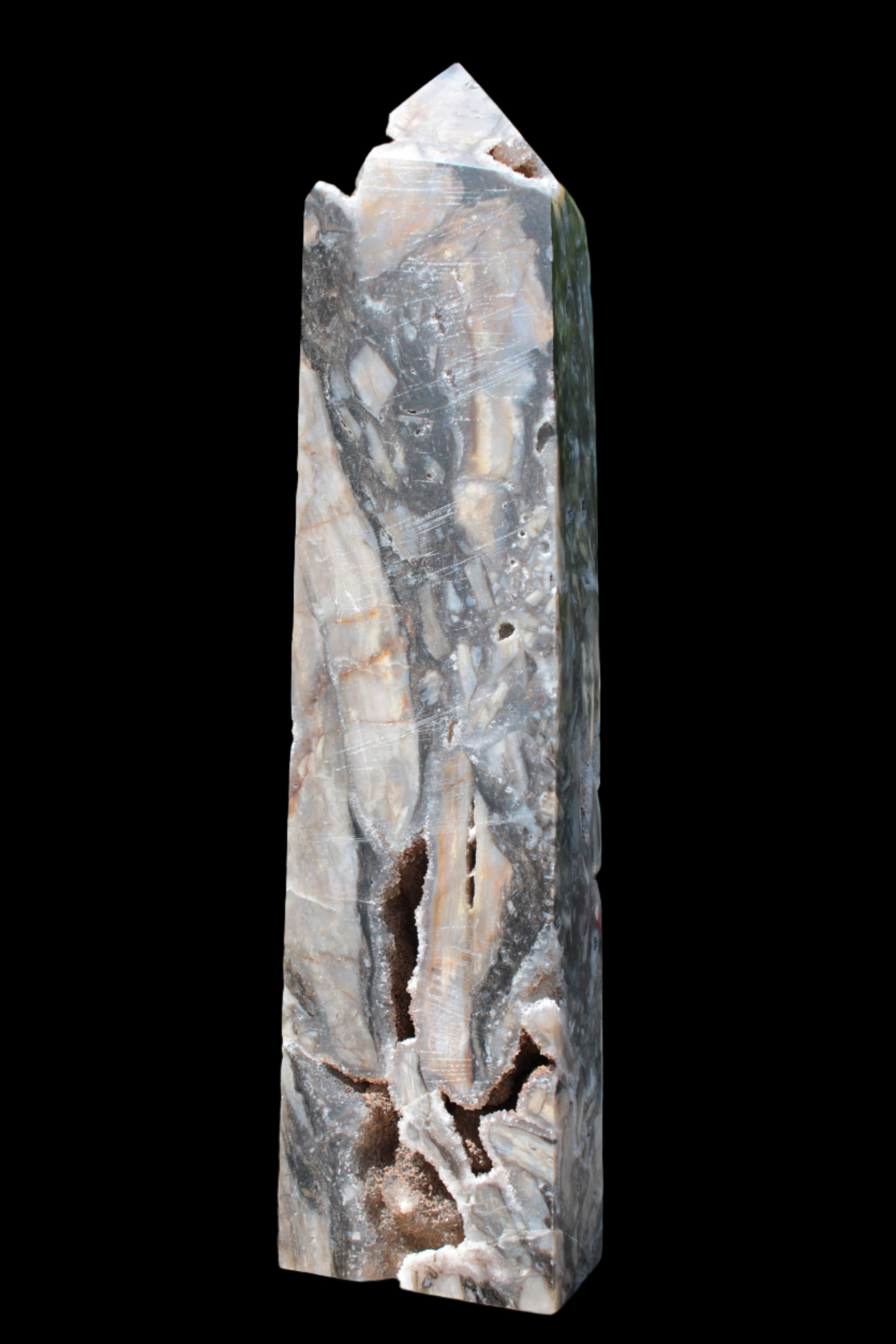 Sphalerite drusy geode obelisk 1490g in sunlight - Rocks and Things Store