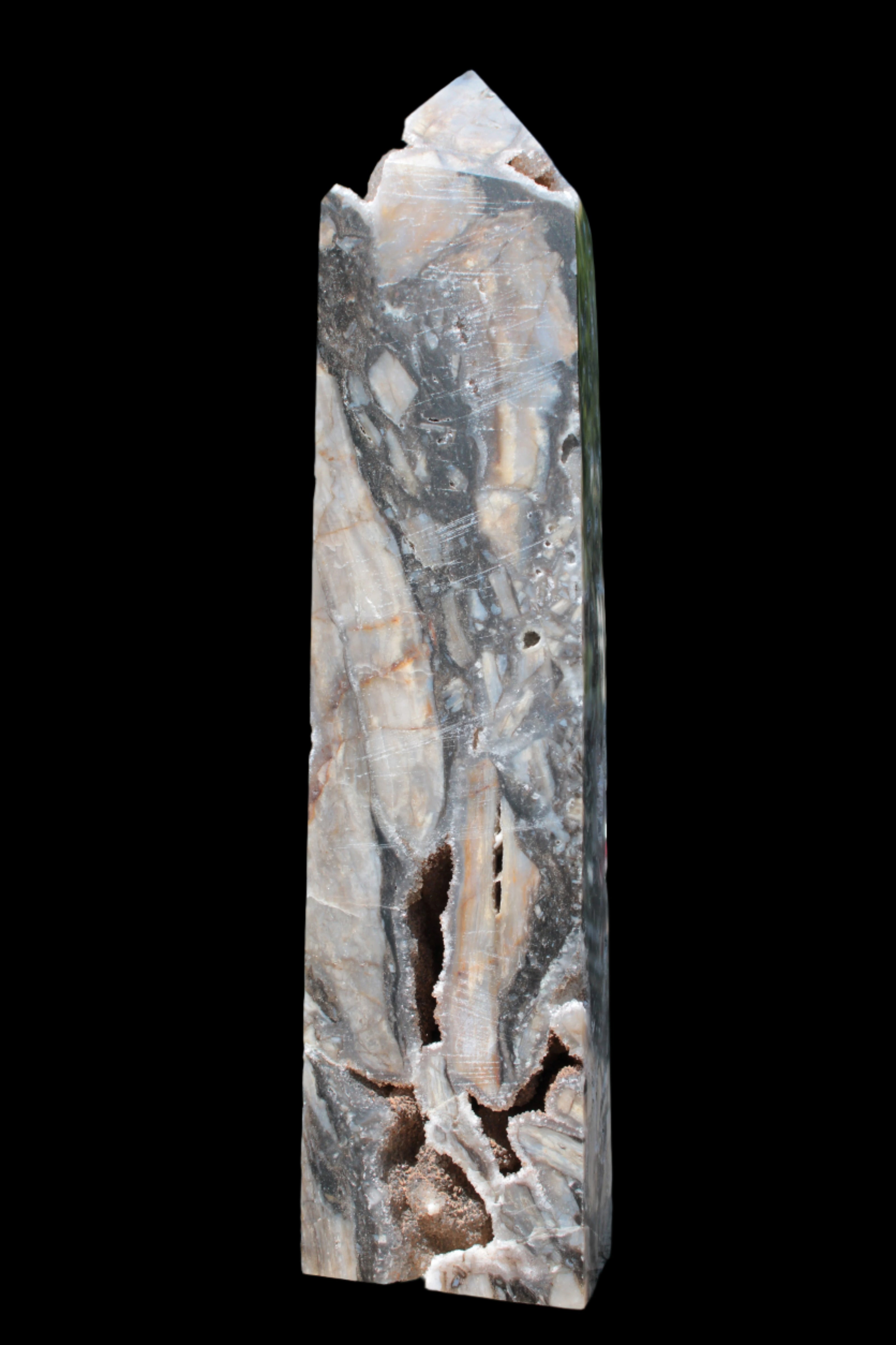 Sphalerite drusy geode obelisk 1490g in sunlight - Rocks and Things Store