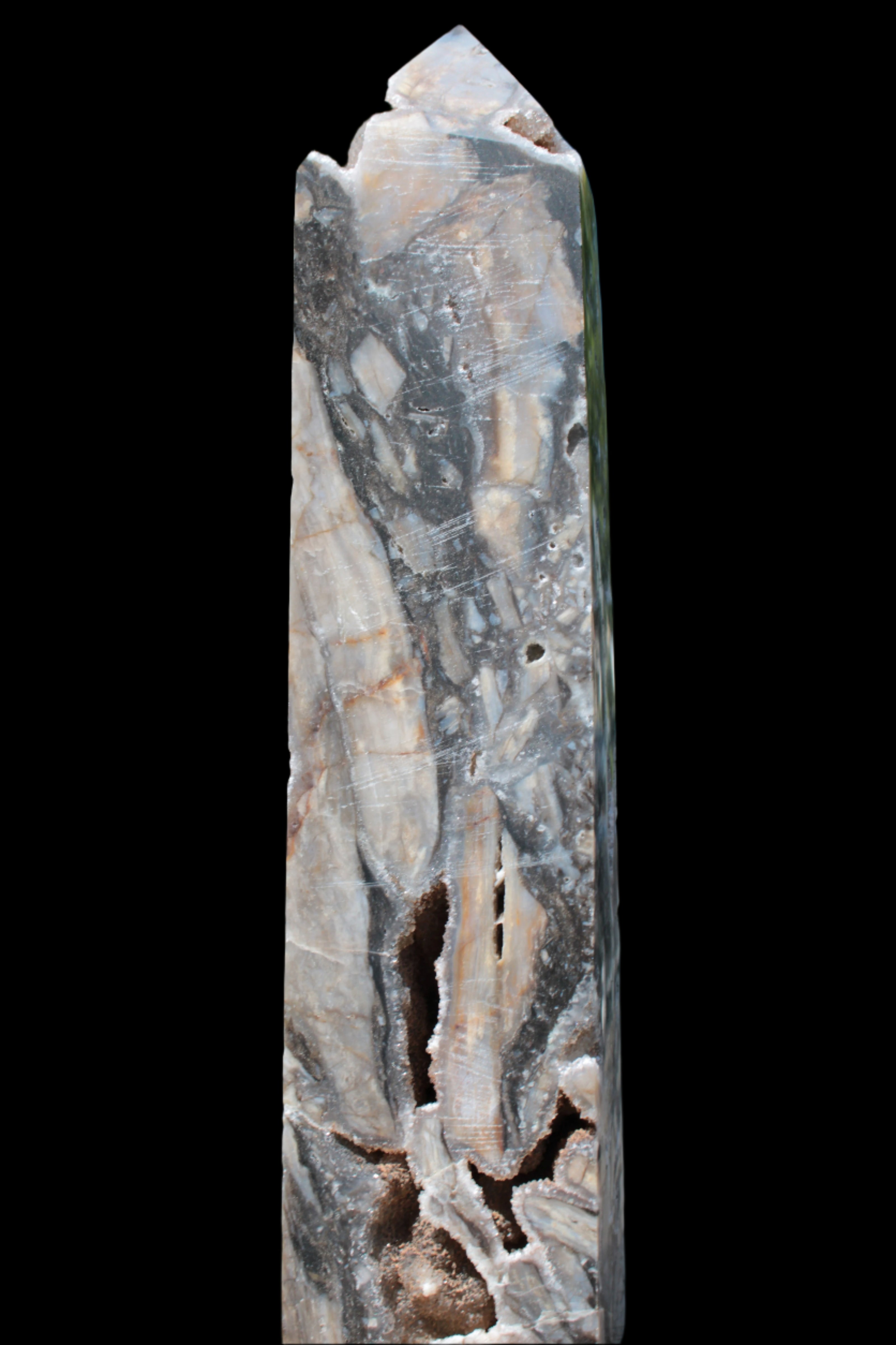 Sphalerite drusy geode obelisk 1490g in sunlight - Rocks and Things Store