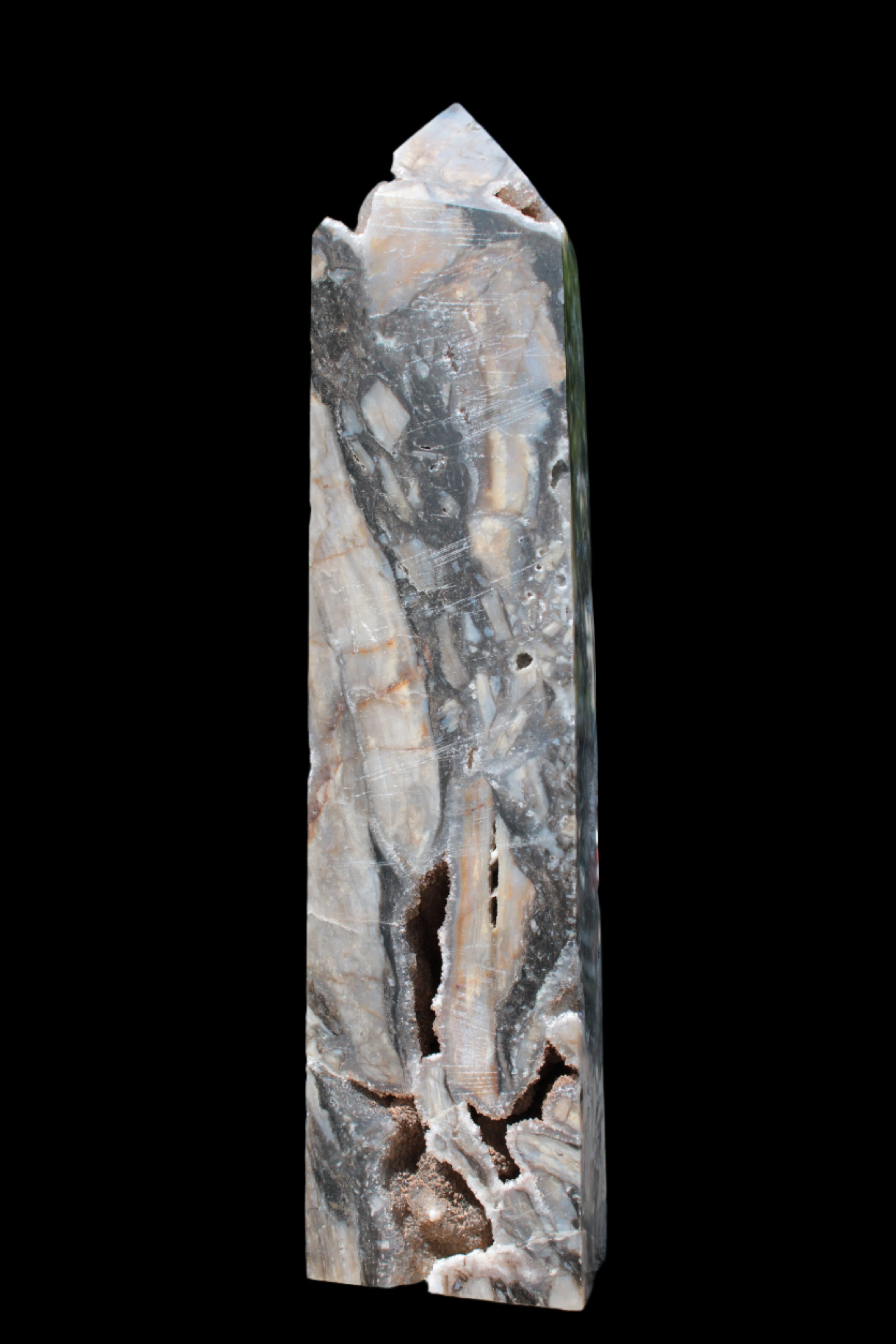 Sphalerite drusy geode obelisk 1490g in sunlight - Rocks and Things Store