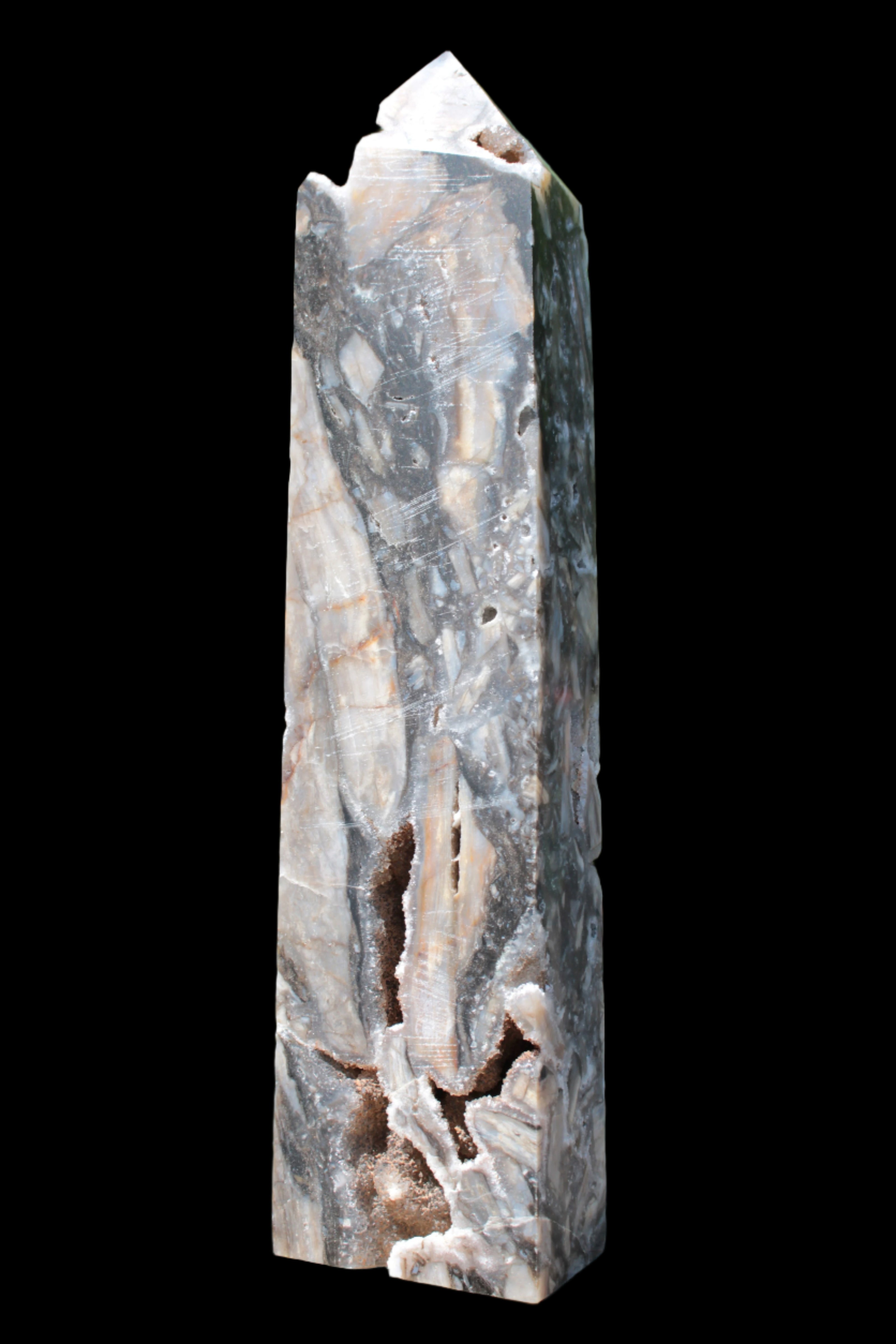 Sphalerite druzy geode obelisk 1490g Rocks and ThingsSphalerite drusy geode obelisk 1490g in sunlight - Rocks and Things Store