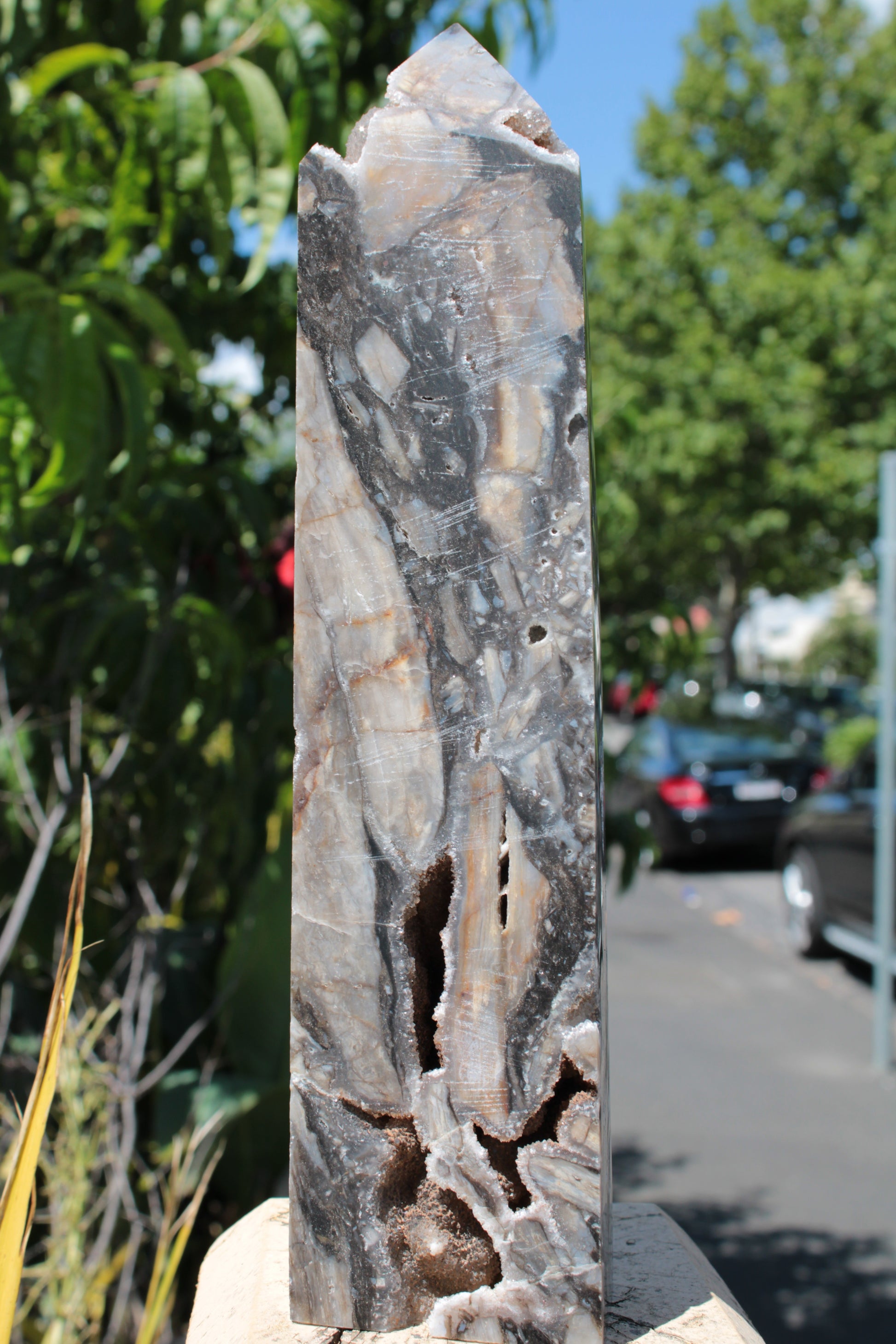 Sphalerite druzy geode obelisk 1490g Rocks and Things