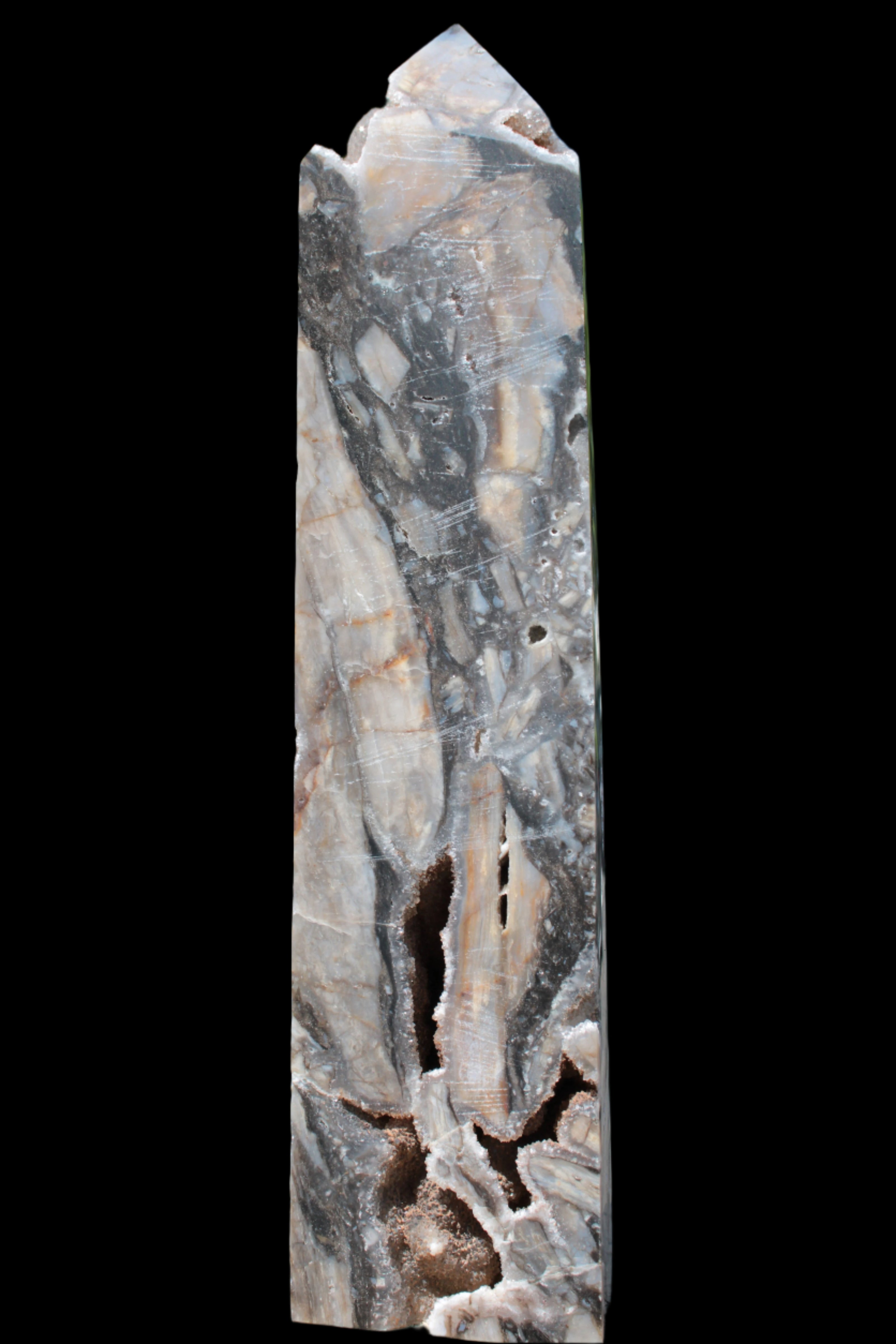 Sphalerite drusy geode obelisk 1490g in sunlight - Rocks and Things Store