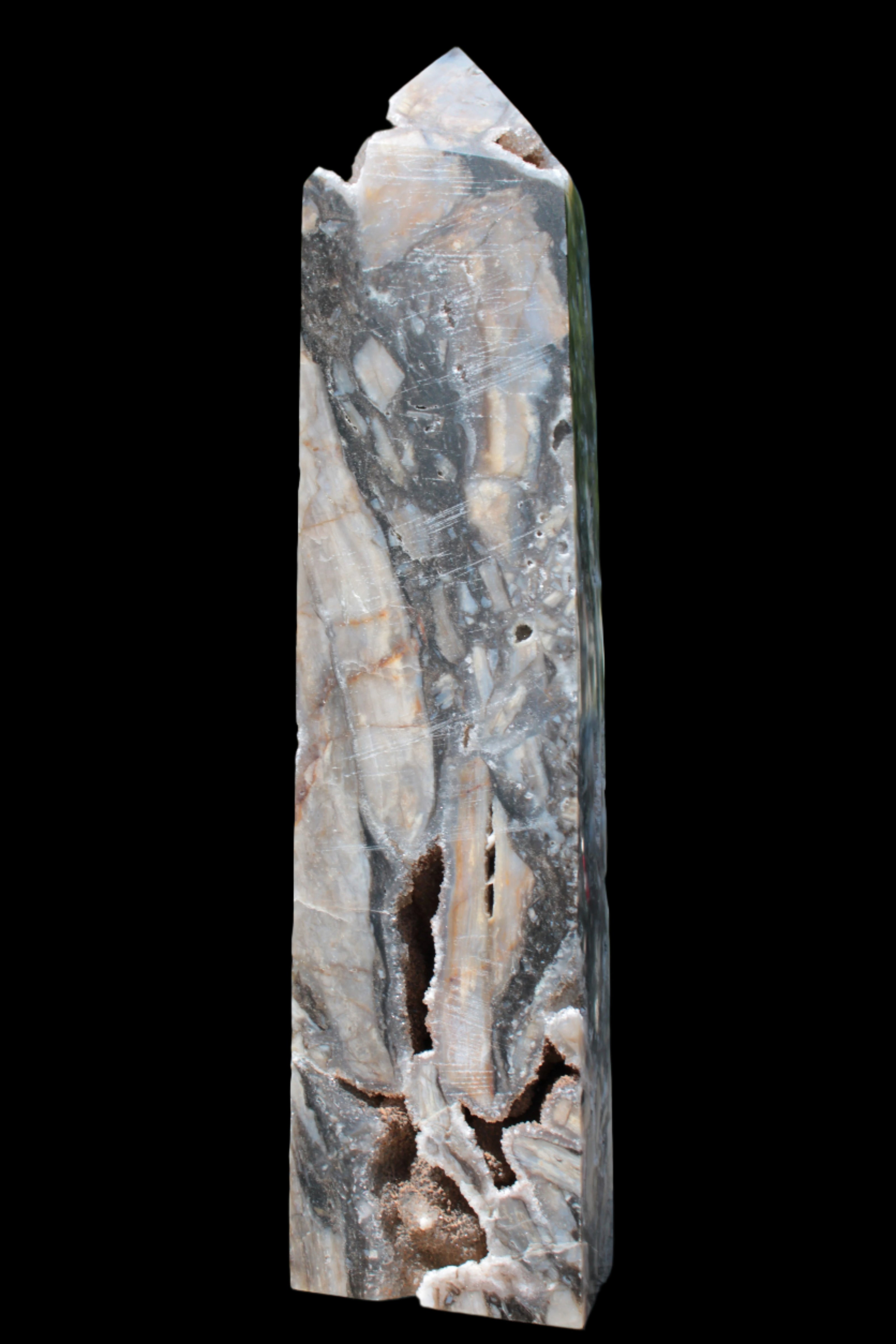 Sphalerite drusy geode obelisk 1490g in sunlight - Rocks and Things Store