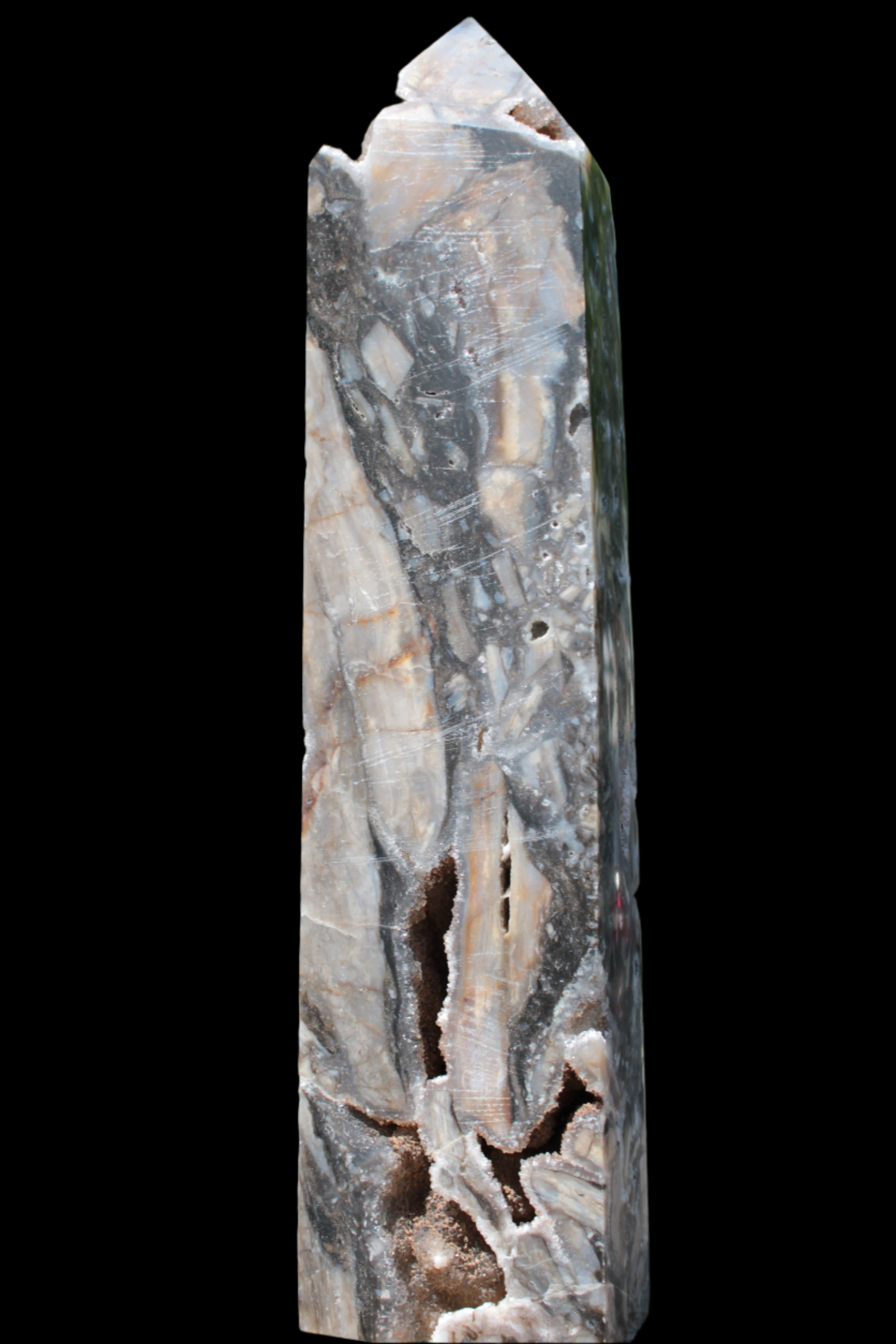 Sphalerite drusy geode obelisk 1490g in sunlight - Rocks and Things Store
