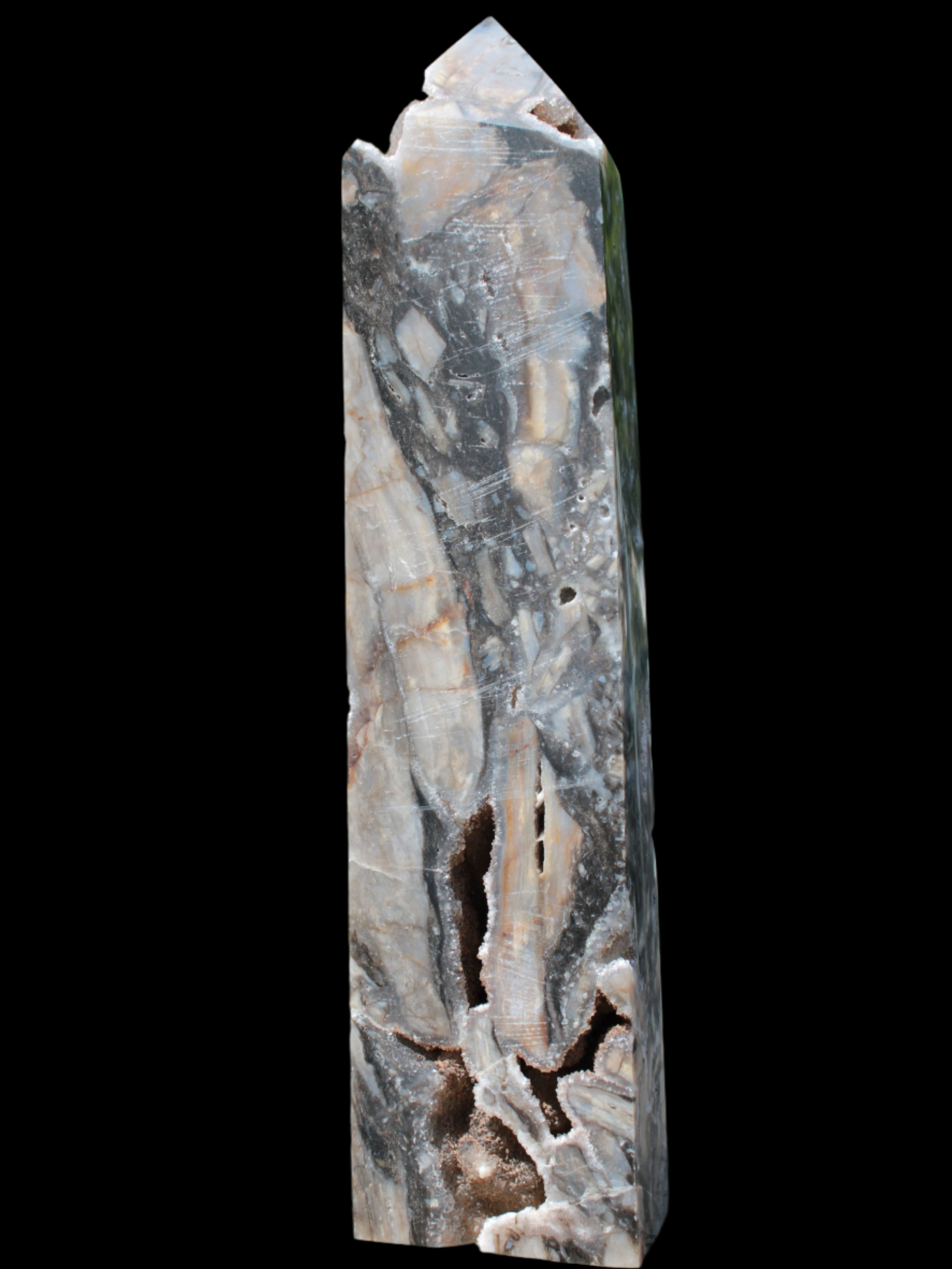 Sphalerite drusy geode obelisk 1490g in sunlight - Rocks and Things Store