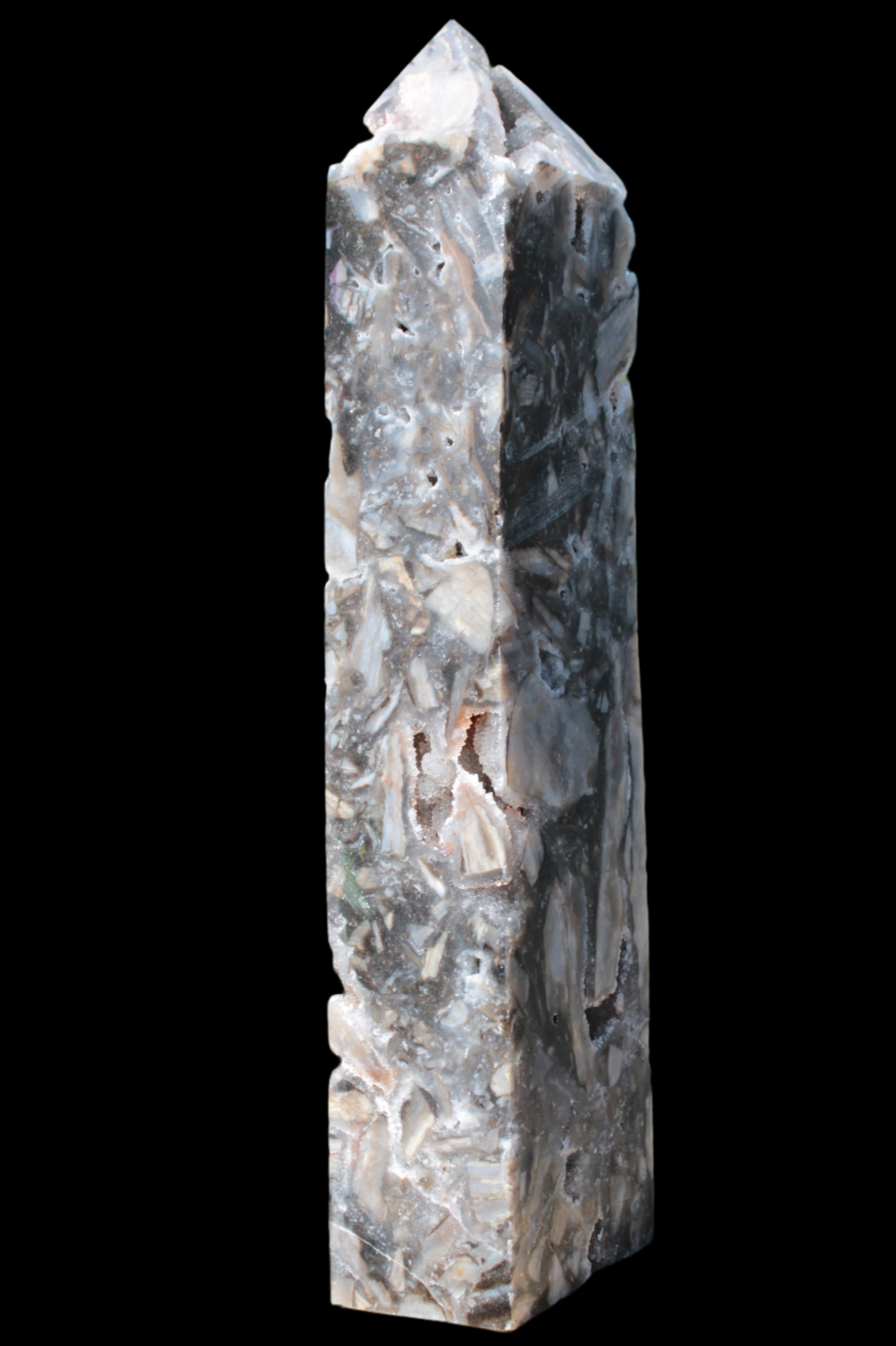 Sphalerite drusy geode obelisk 1490g in sunlight - Rocks and Things Store