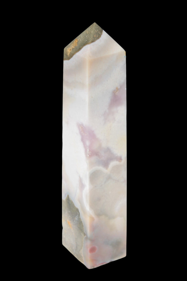 Pink Sakura Agate obelisk 516g in sunshine - Rocks and Things Store