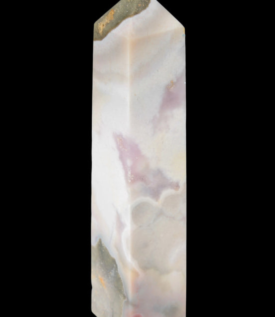 Pink Sakura Agate obelisk 516g in sunshine - Rocks and Things Store