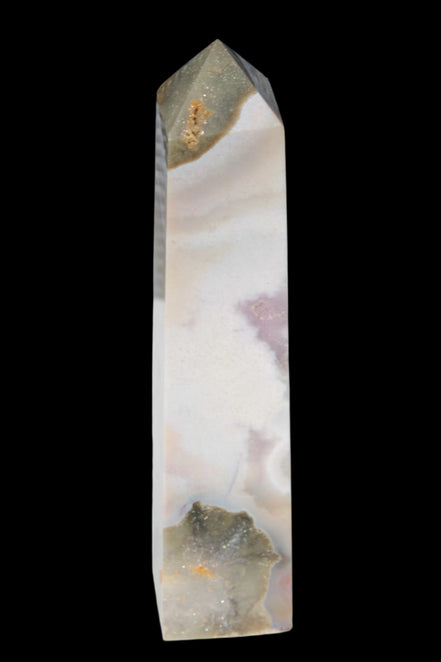 Pink Sakura Agate obelisk 516g in sunshine - Rocks and Things Store