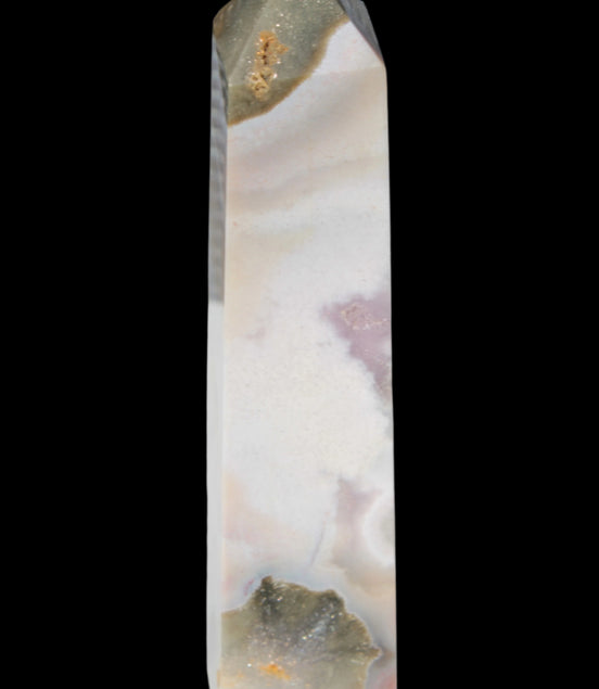 Pink Sakura Agate obelisk 516g in sunshine - Rocks and Things Store