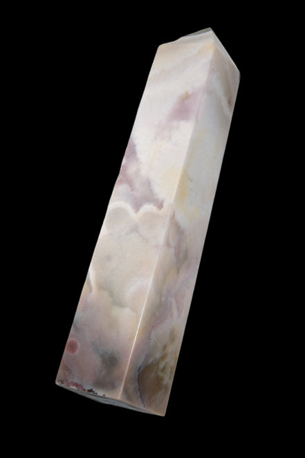 Pink Sakura Agate obelisk 516g in sunshine - Rocks and Things Store