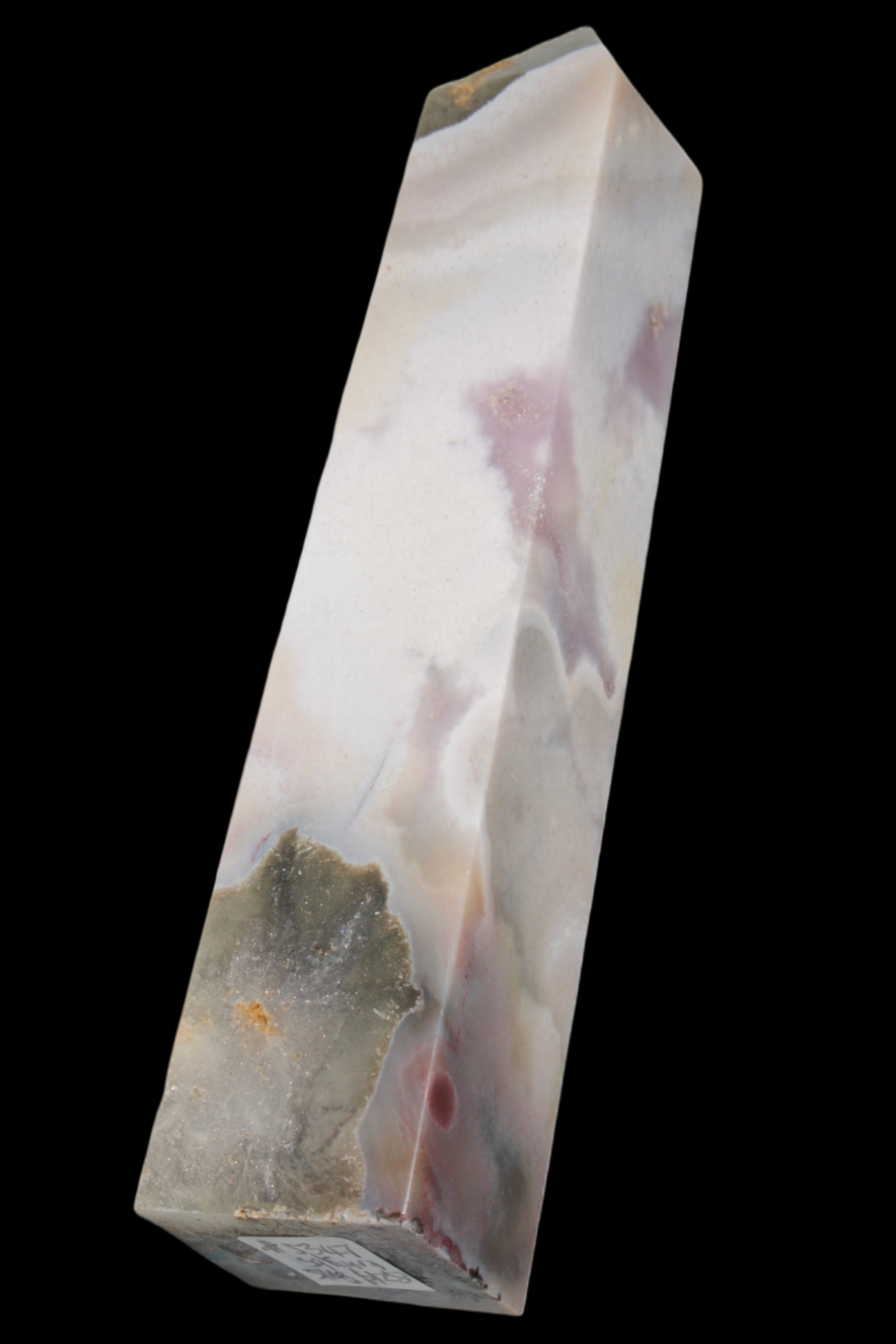 Pink Sakura Agate obelisk 516g in sunshine - Rocks and Things Store
