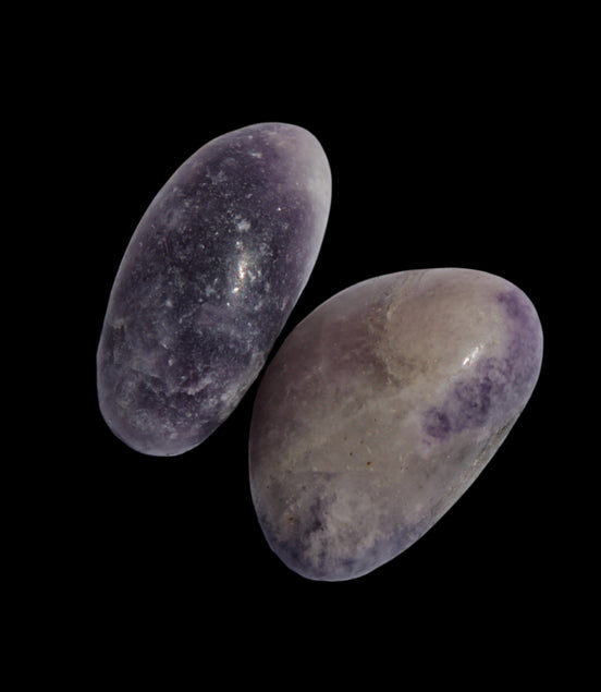 Lilac Lepidolite 2 tumble polished stones 14-15g in sunlight - Rocks and Things Store
