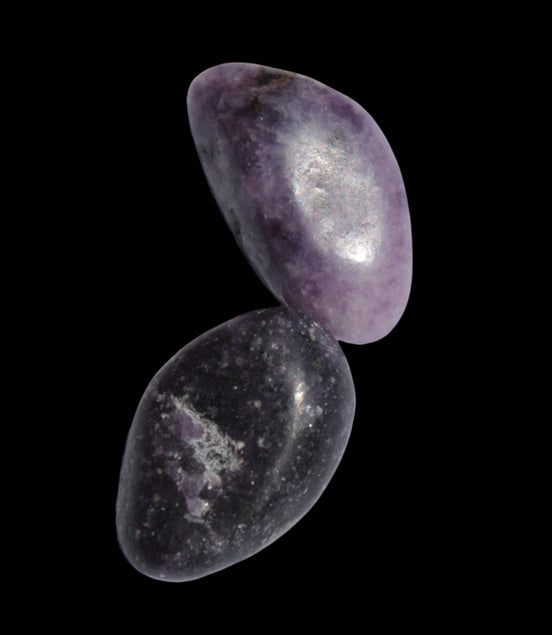 Lilac Lepidolite 2 tumble polished stones 14-15g in sunlight - Rocks and Things Store