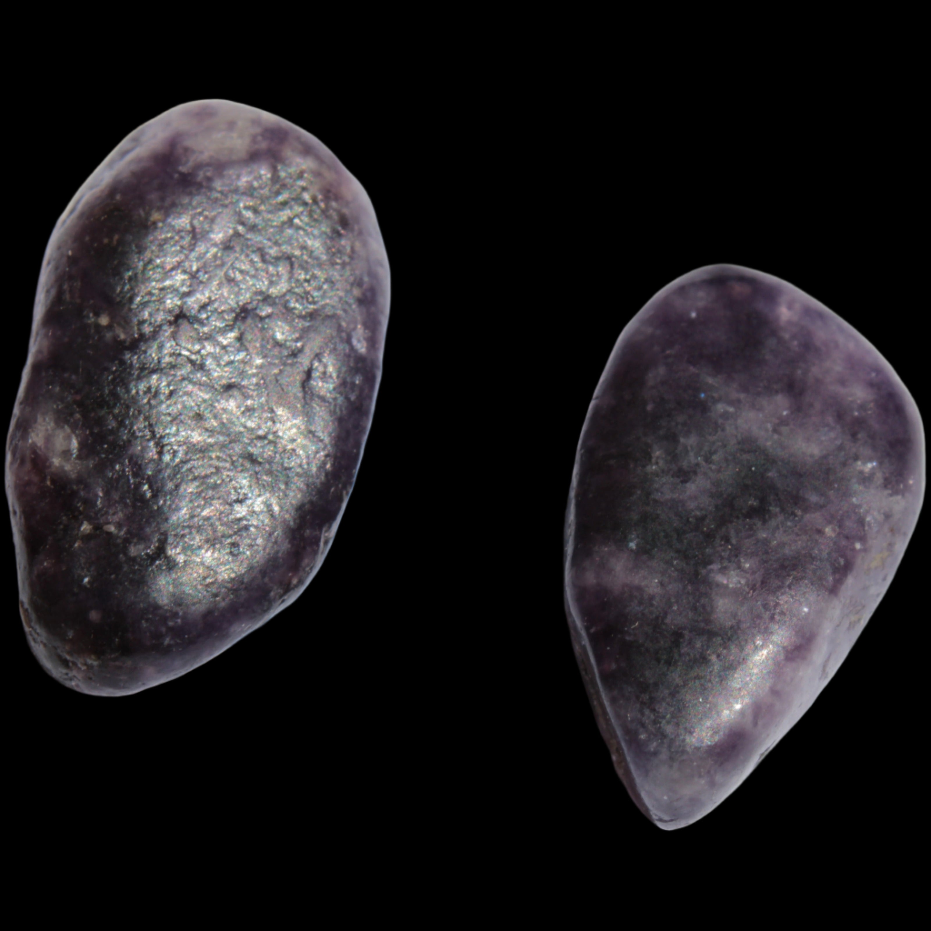 Lilac Lepidolite 2 tumble polished stones 14-15g in sunlight - Rocks and Things Store
