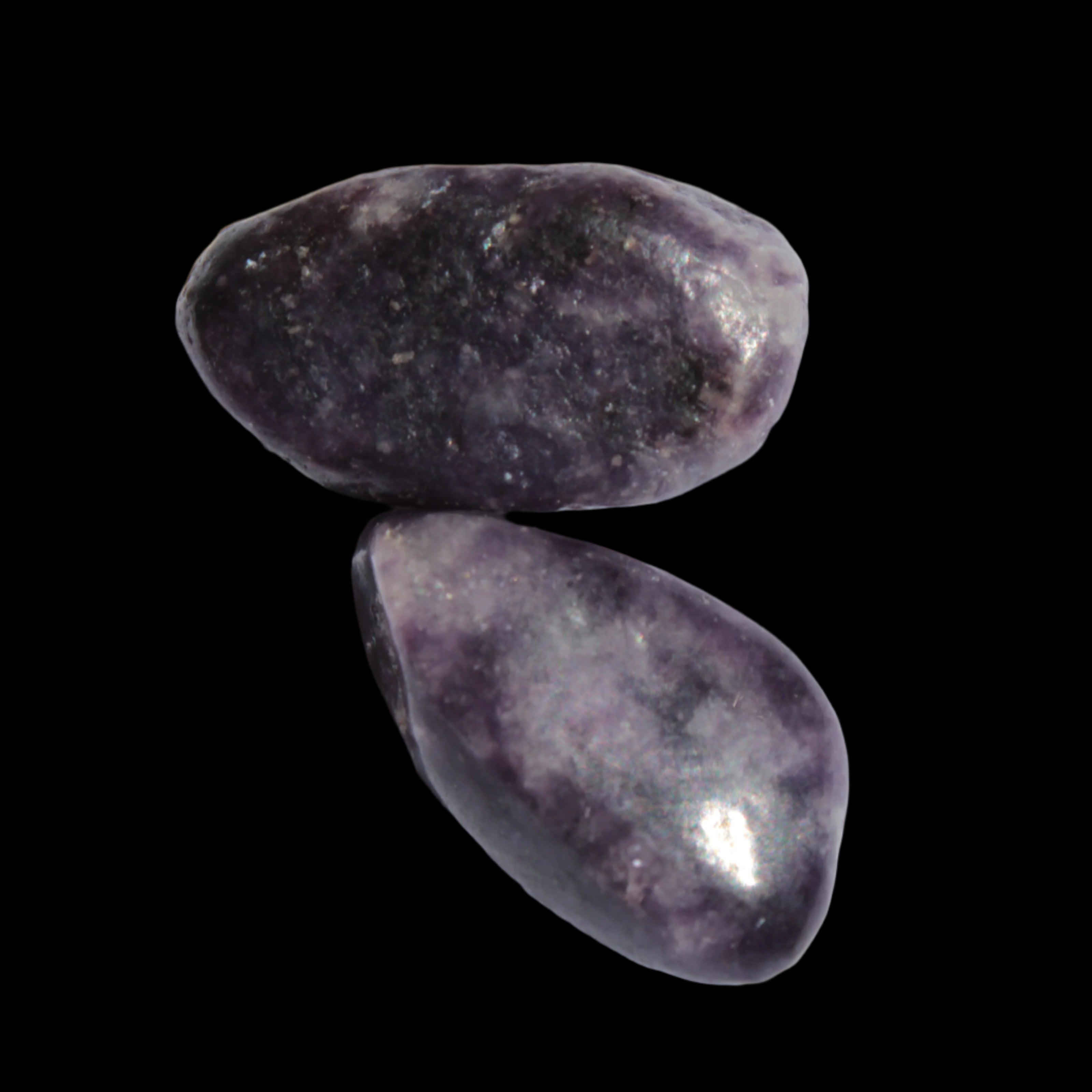 Lilac Lepidolite 2 tumble polished stones 14-15g in sunlight - Rocks and Things Store