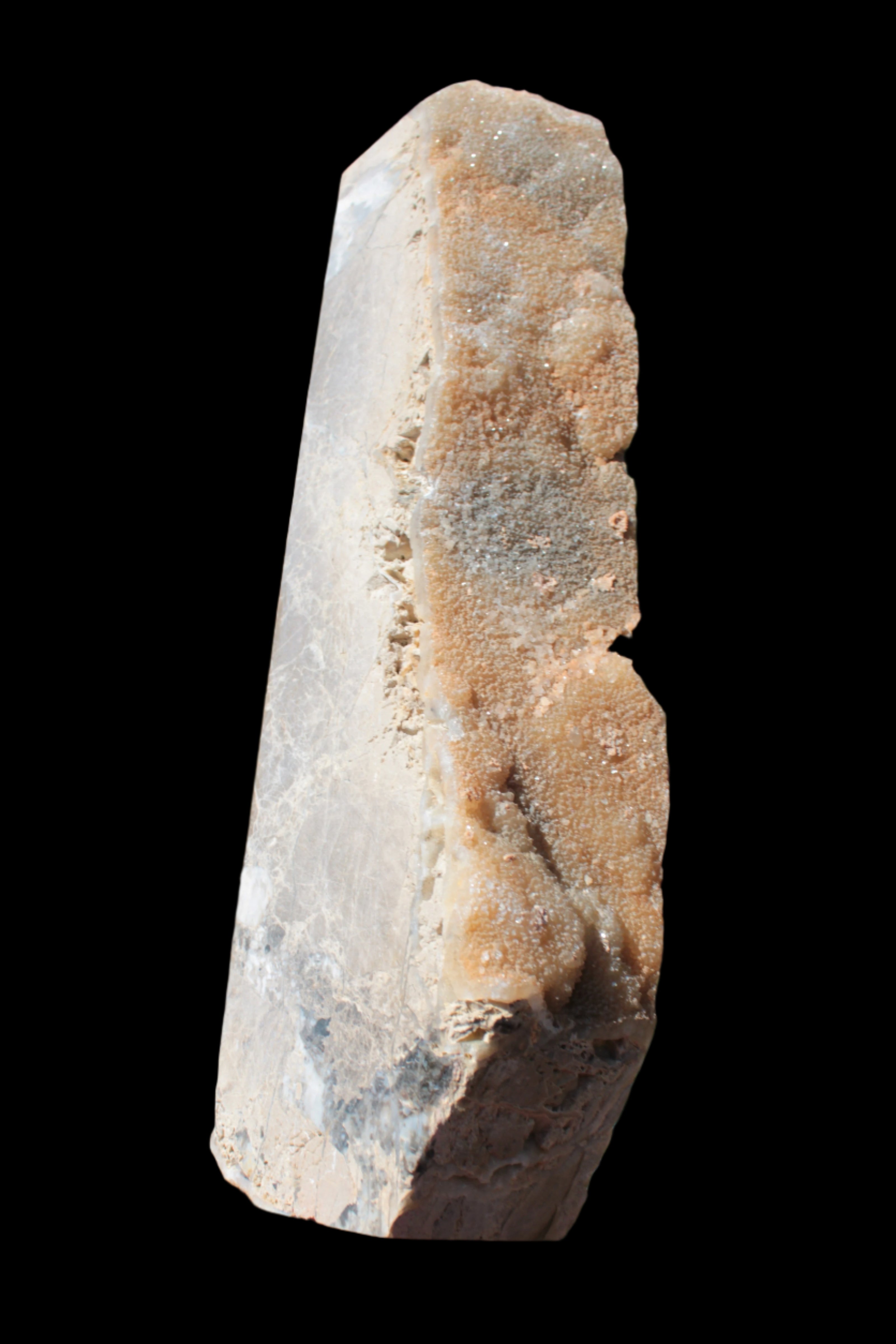 Sphalerite drusy geode obelisk 1187g in sunlight - Rocks and Things Store