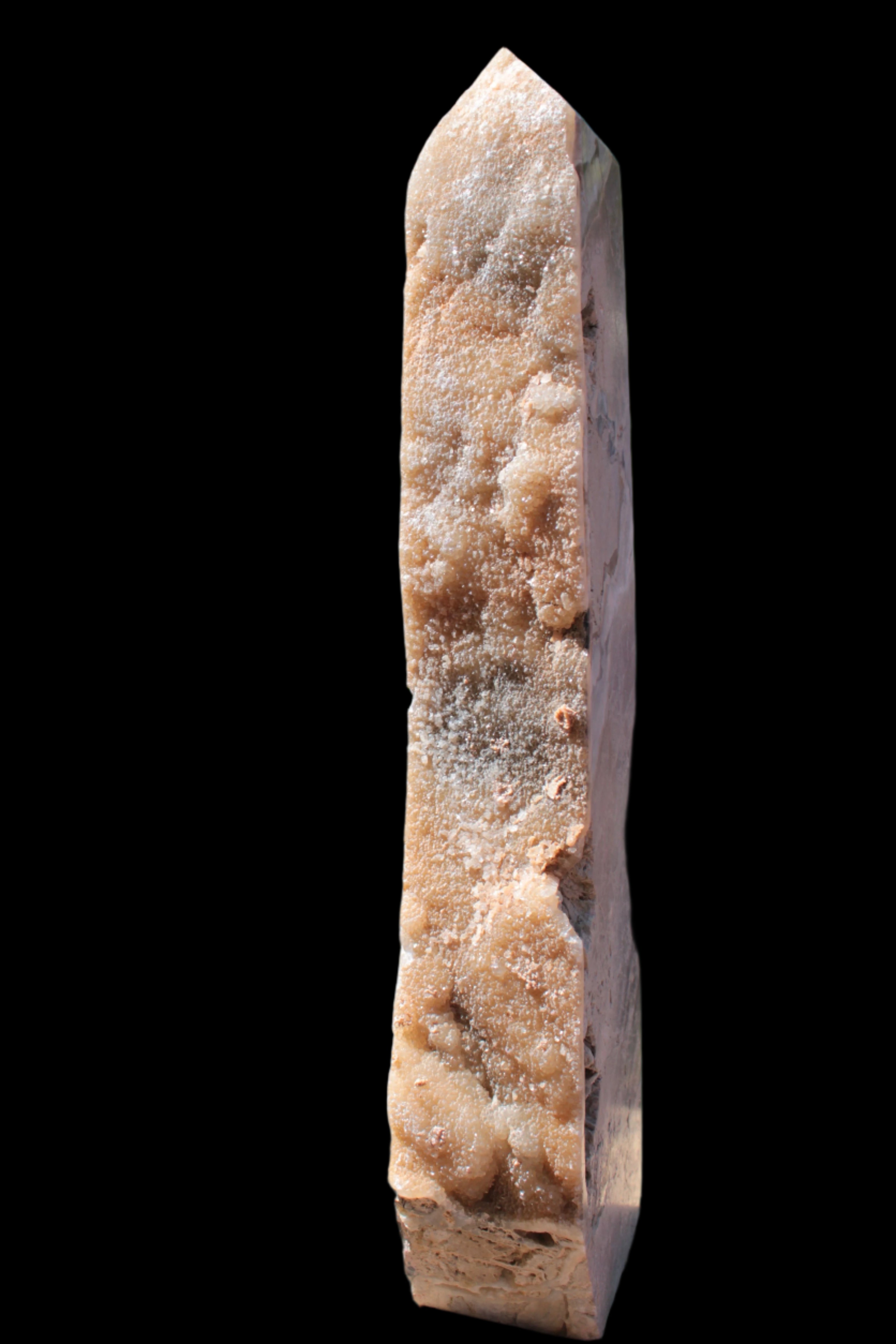 Sphalerite drusy geode obelisk 1187g in sunlight - Rocks and Things Store