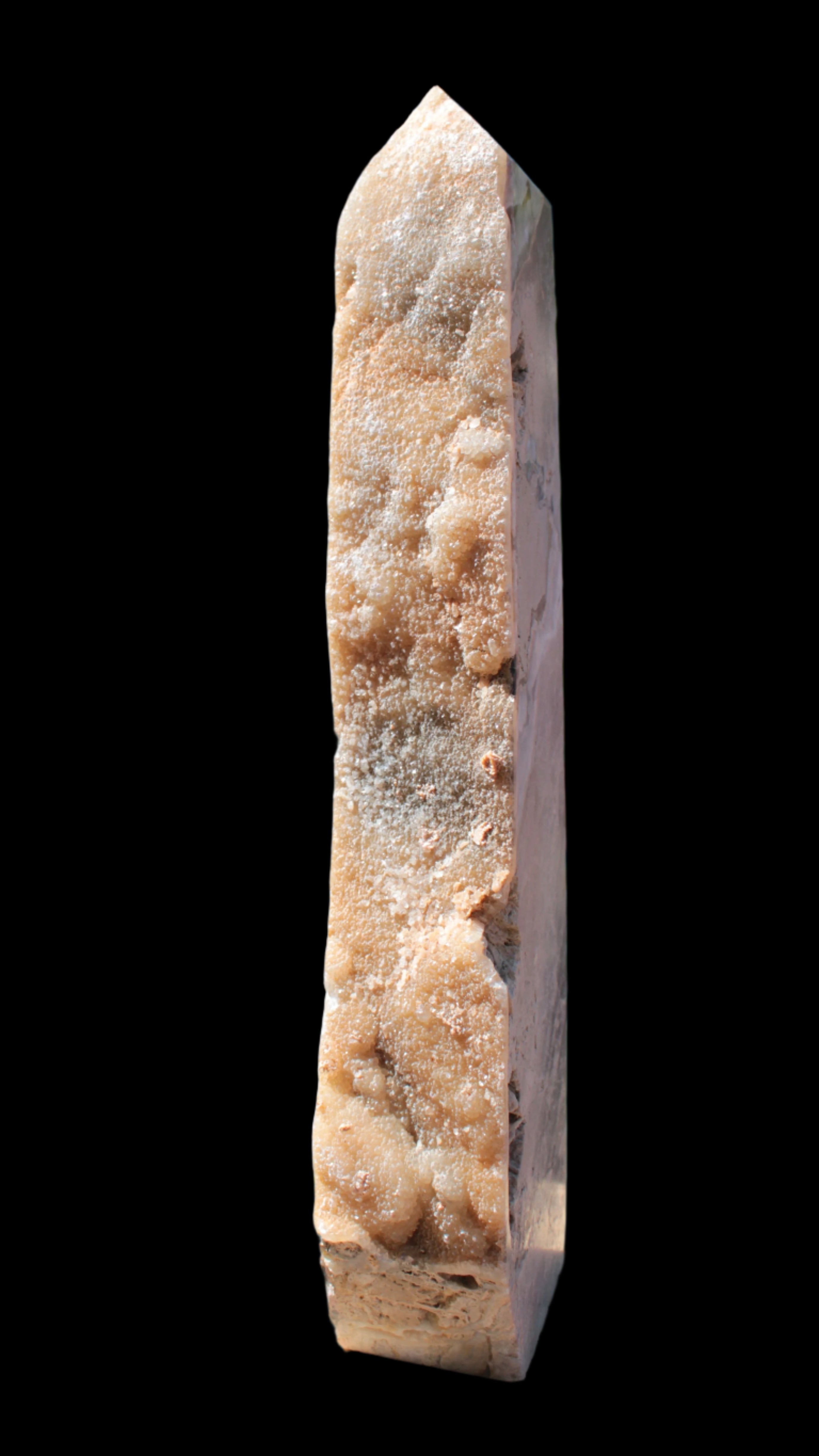 Sphalerite drusy geode obelisk 1187g in sunlight - Rocks and Things Store