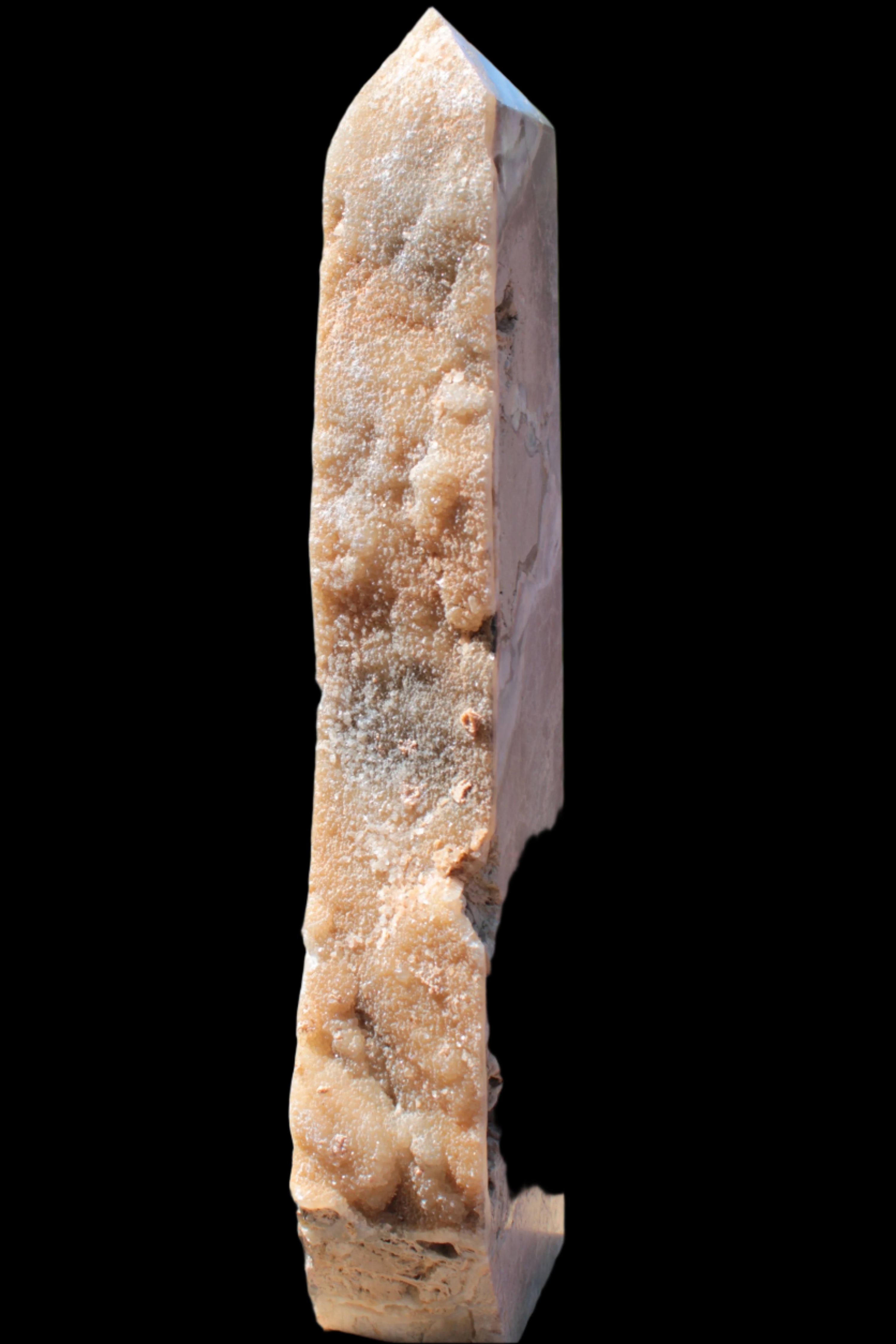 Sphalerite drusy geode obelisk 1187g in sunlight - Rocks and Things Store