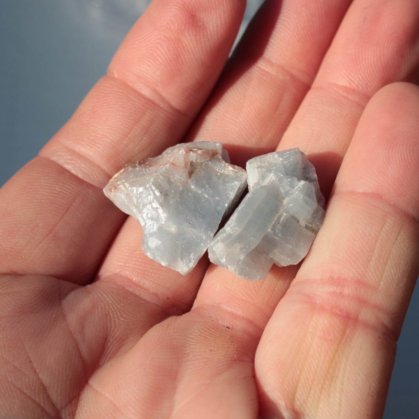 Blue natural Calcite 2 crystals 9g Rocks and Things