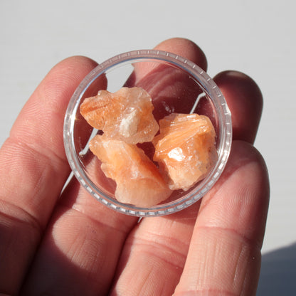 Orange Calcite 3 crystals 8/10g Rocks and Things