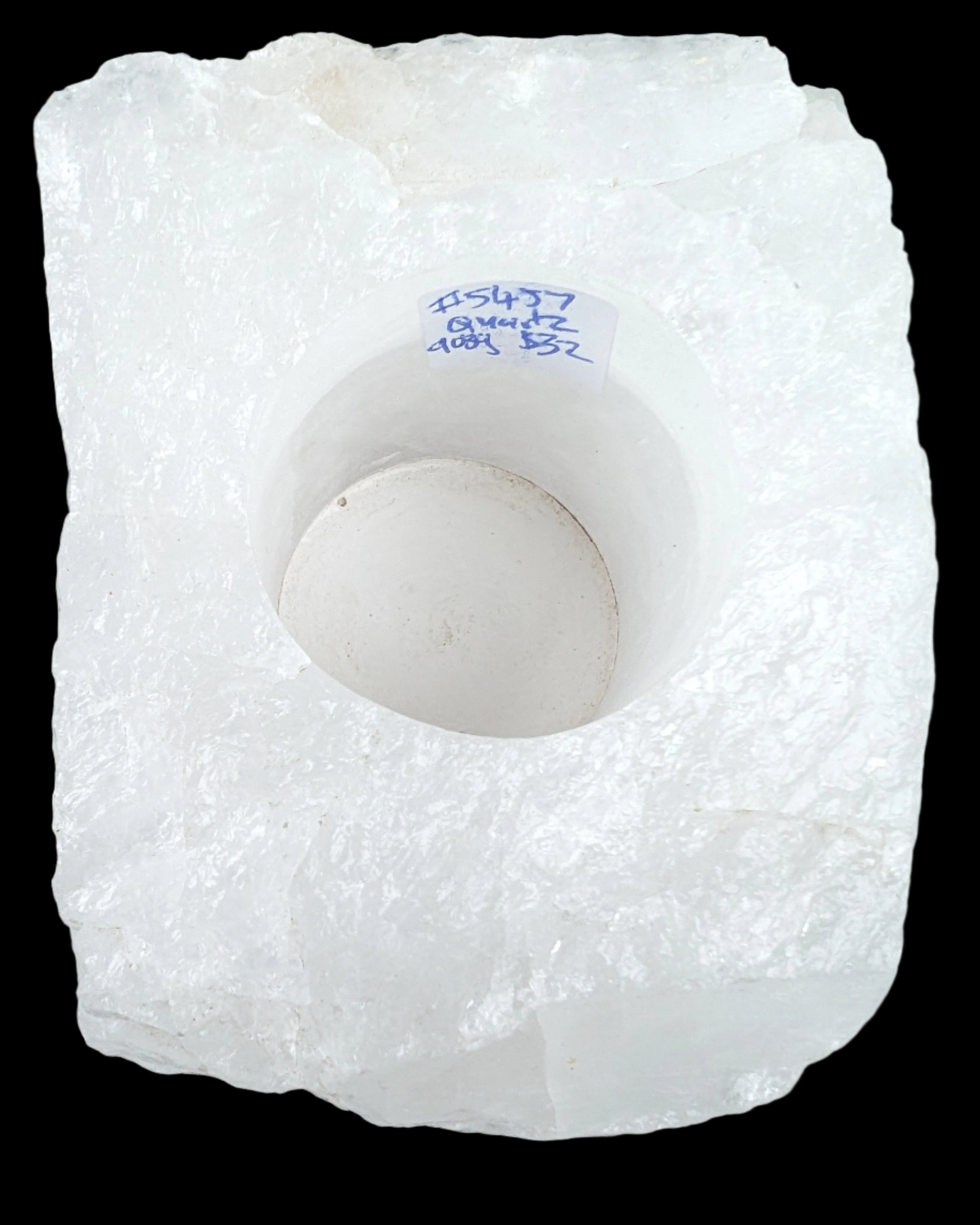 Quartz tea candle holder 100*80*62mm 908g in sunlight - Rocks and Things Store