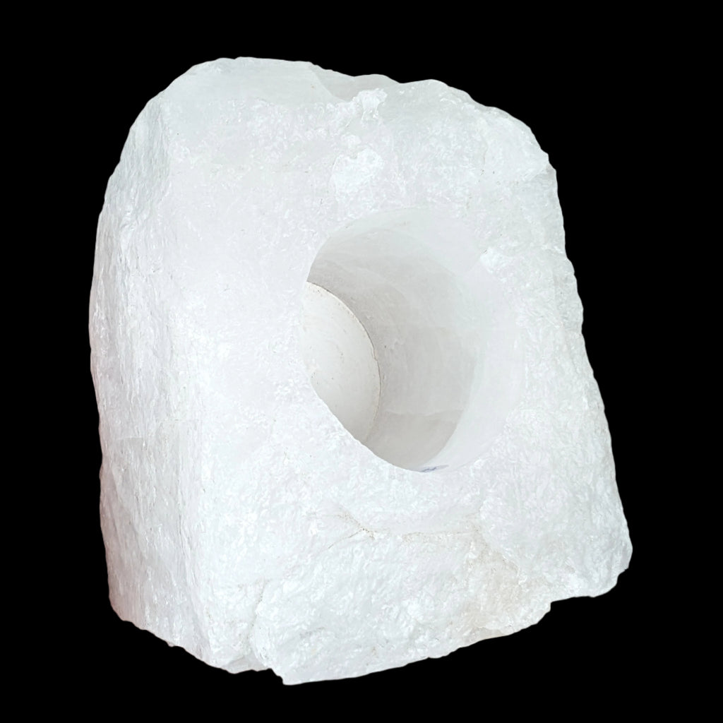 Quartz tea candle holder 100*80*62mm 908g Rocks and Things