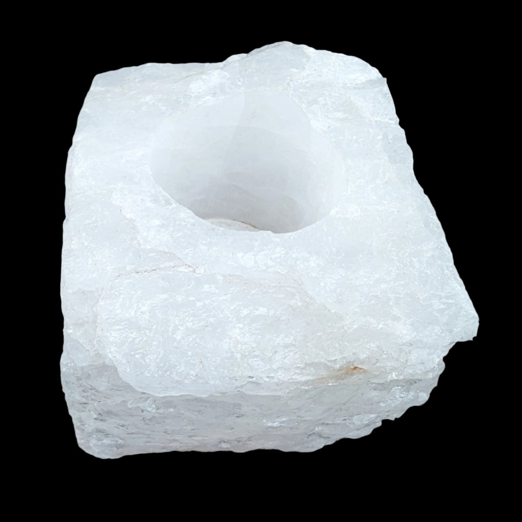 Quartz tea candle holder 100*80*62mm 908g Rocks and Things