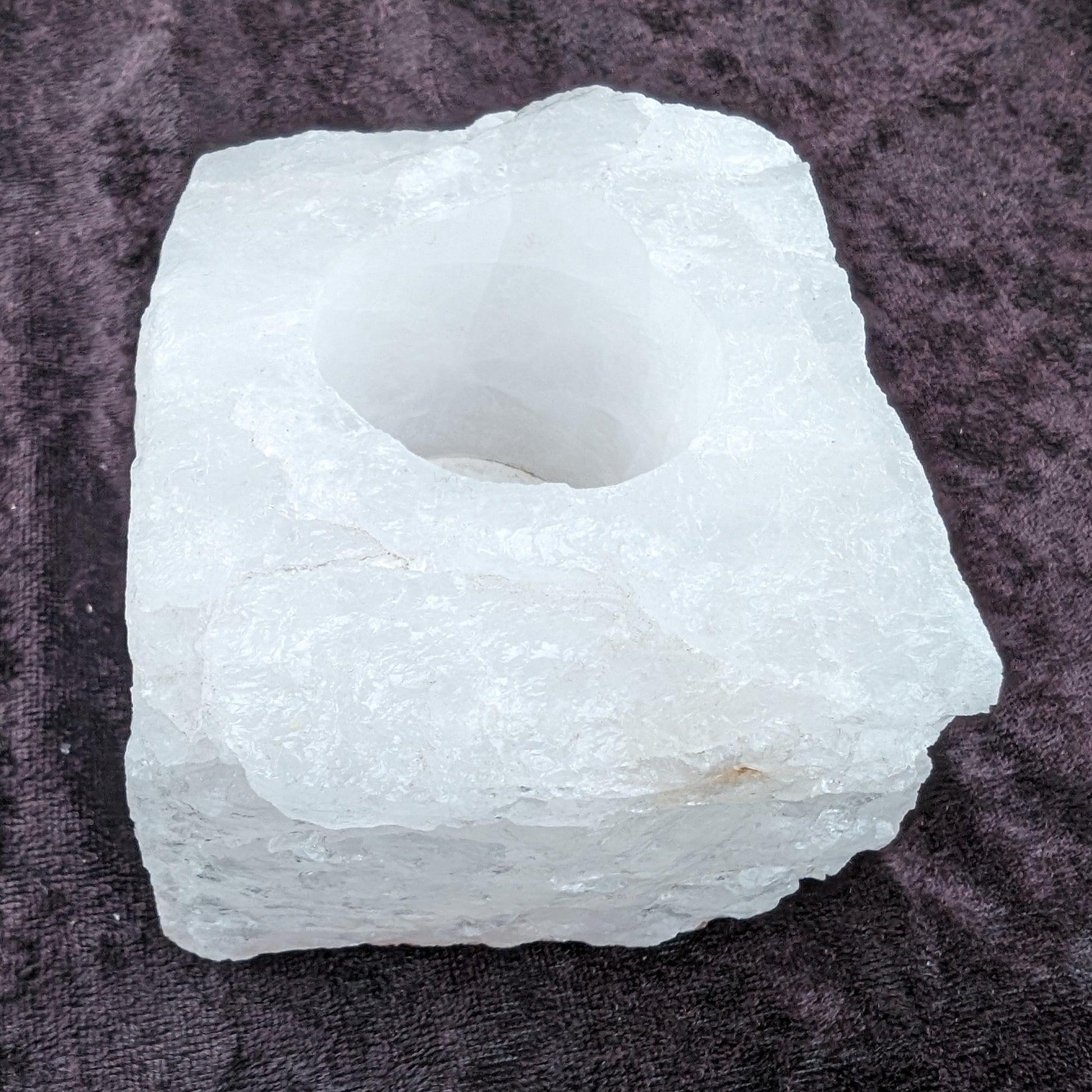 Quartz tea candle holder 100*80*62mm 908g Rocks and Things