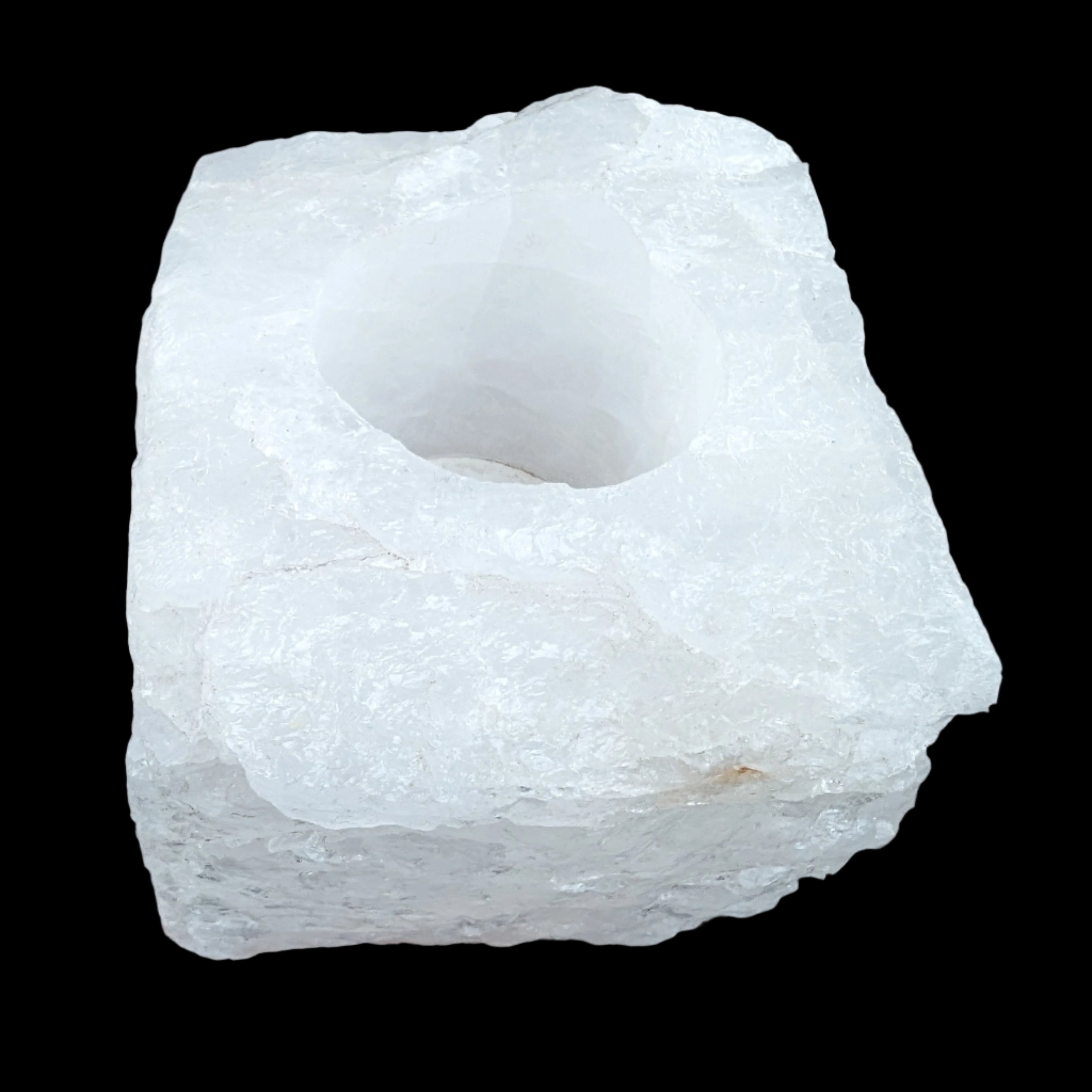 Quartz tea candle holder 100*80*62mm 908g in sunlight - Rocks and Things Store