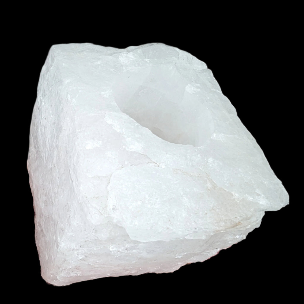 Quartz tea candle holder 100*80*62mm 908g Rocks and Things