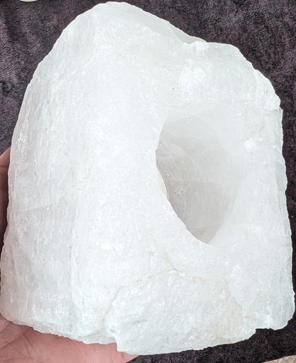 Quartz tea candle holder 100*80*62mm 908g Rocks and Things