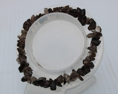 Smoky Quartz chip bracelet 15-17g Rocks and Things