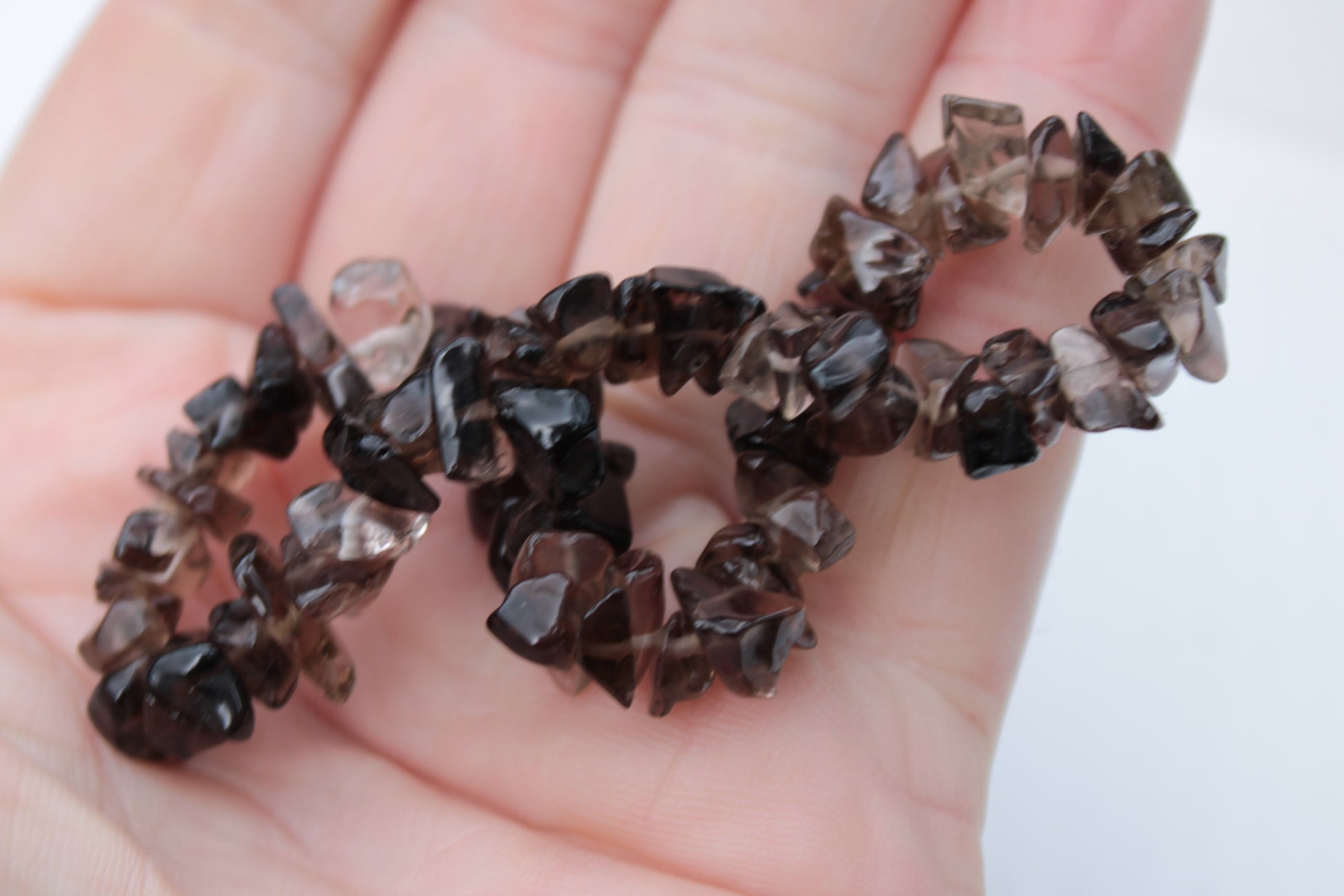 Smoky Quartz chip bracelet 15-17g Rocks and Things